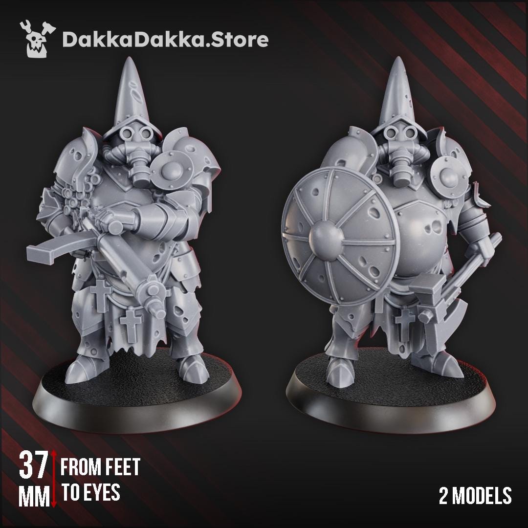 Verdugo Inquisitorial Shield and Machinegun - Torquemada’s Inquisition Heavy Infantry 3 Model Set | DakkaDakka