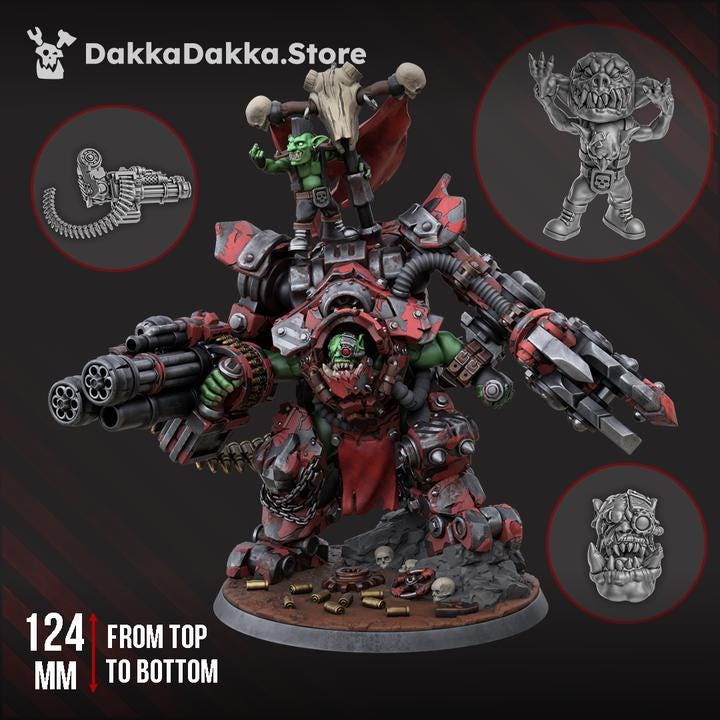 Gharghkool 'Da Big Wrecka | DakkaDakka | 3d Printed Tabletop Wargames Proxy Model for Grimdark Future Orc Marauders Ultra Boss Veteran