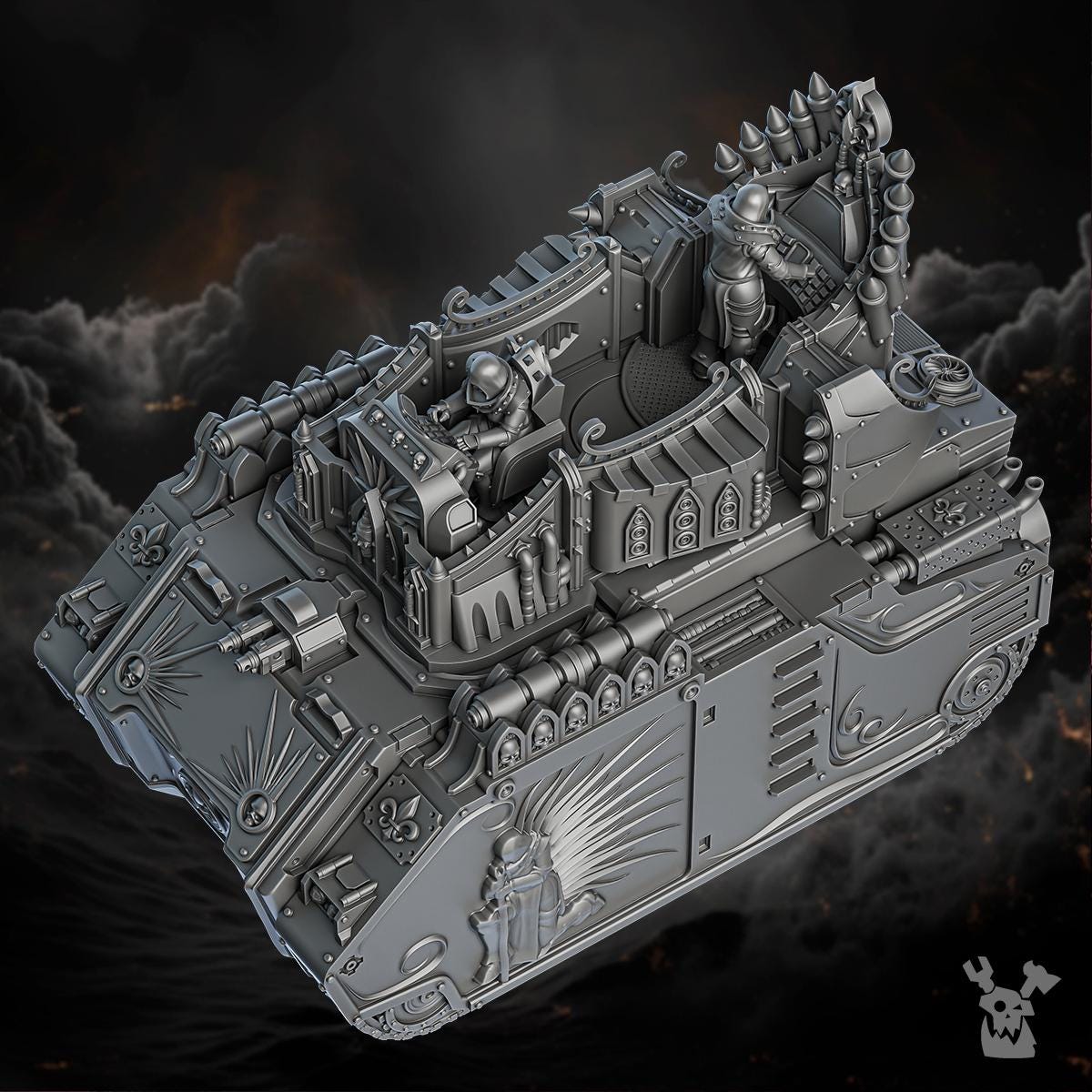 Order of Repentance Sorrow Keeper Exorcism Tank | DakkaDakka | 3d Printed Tabletop Wargames Proxy Model for Blessed Sisters APC Organ Tank