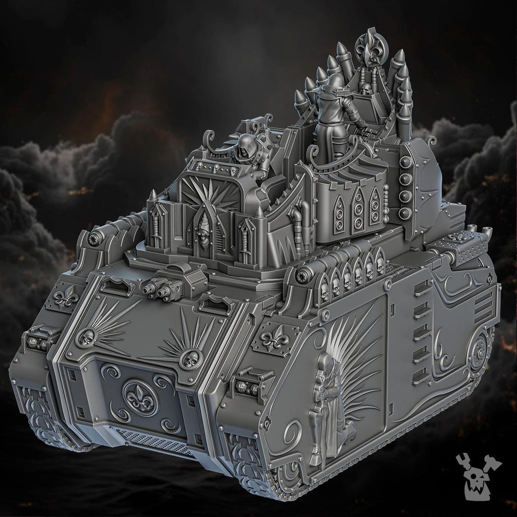 Order of Repentance Sorrow Keeper Exorcism Tank | DakkaDakka | 3d Printed Tabletop Wargames Proxy Model for Blessed Sisters APC Organ Tank
