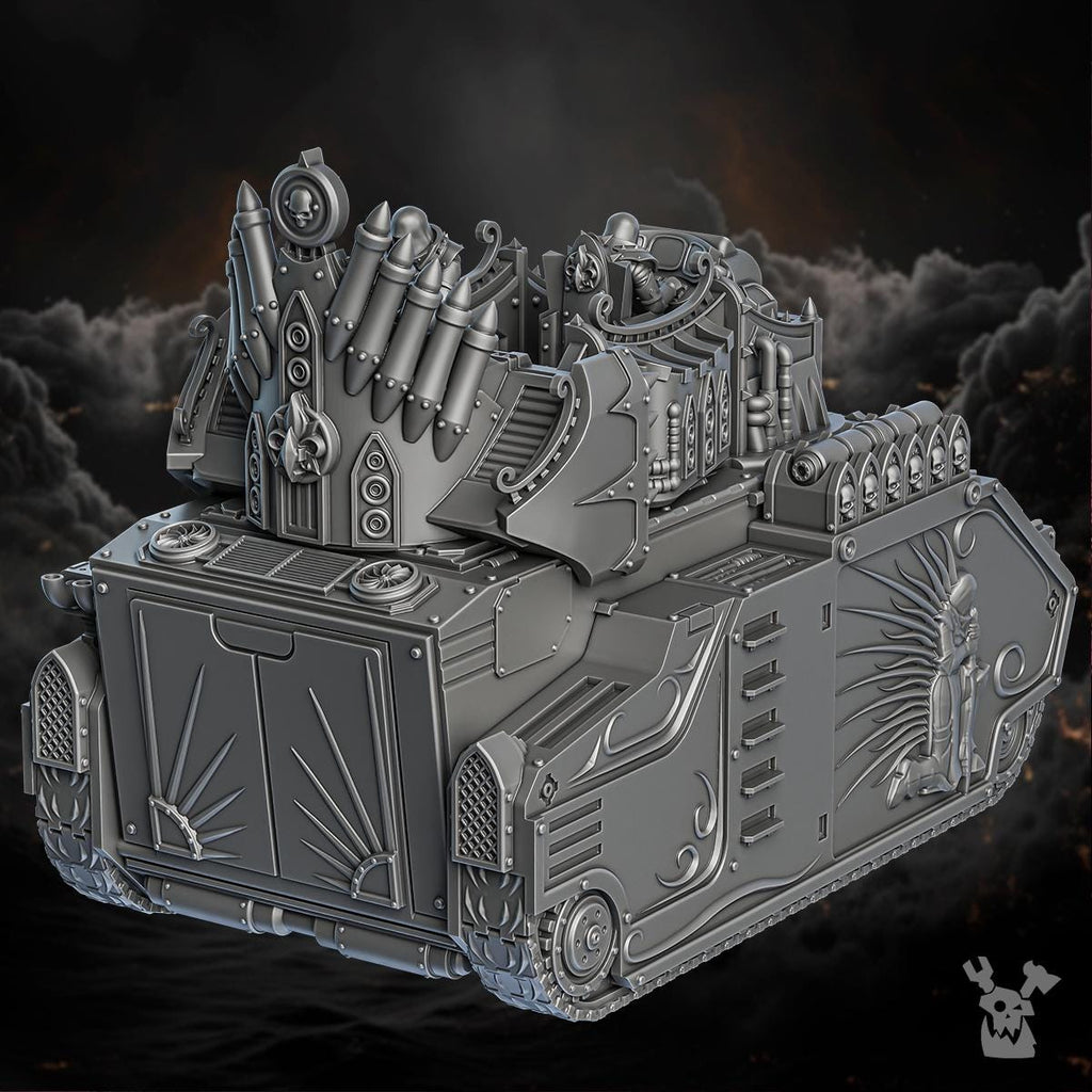 Order of Repentance Sorrow Keeper Exorcism Tank | DakkaDakka | 3d Printed Tabletop Wargames Proxy Model for Blessed Sisters APC Organ Tank