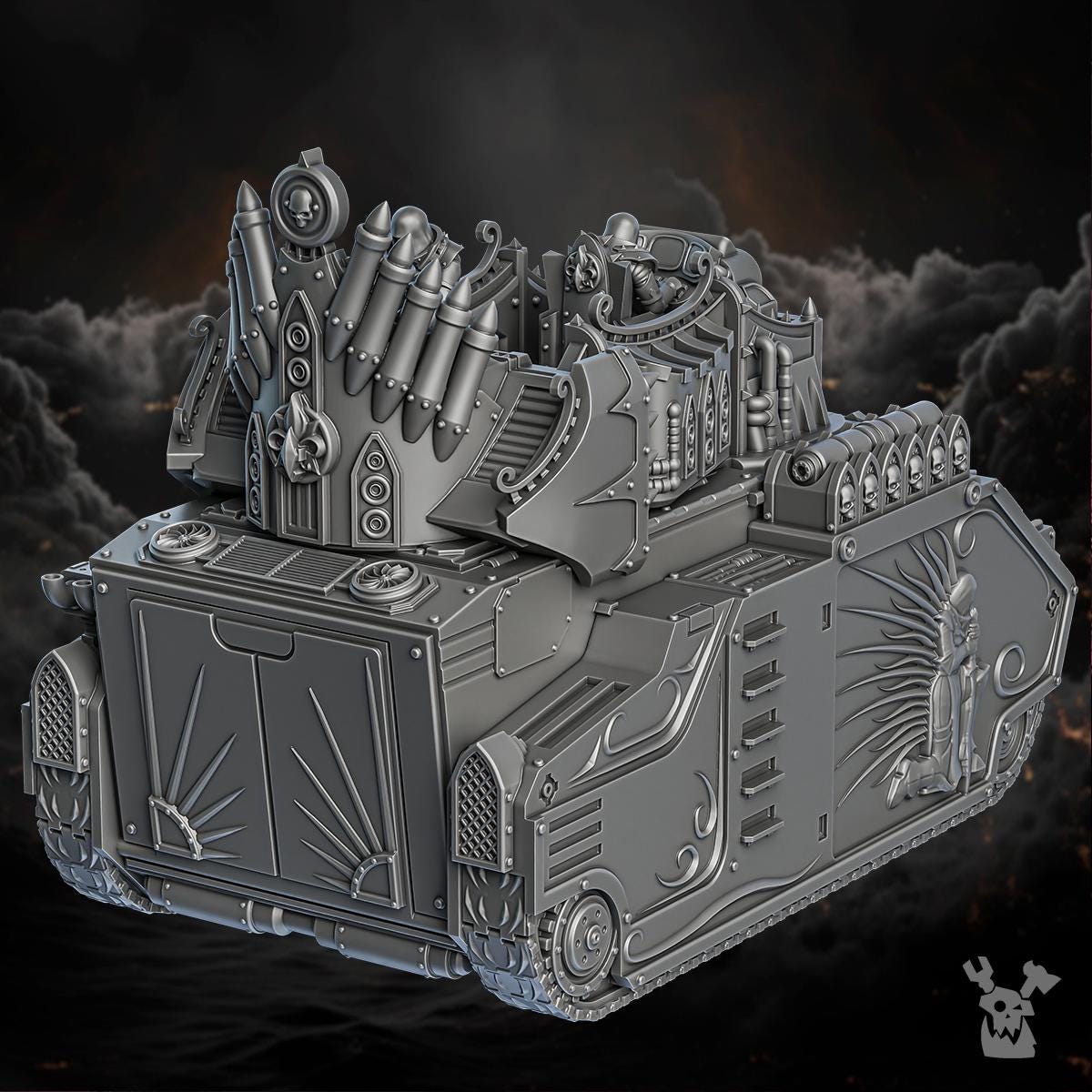 Order of Repentance Sorrow Keeper Exorcism Tank | DakkaDakka | 3d Printed Tabletop Wargames Proxy Model for Blessed Sisters APC Organ Tank
