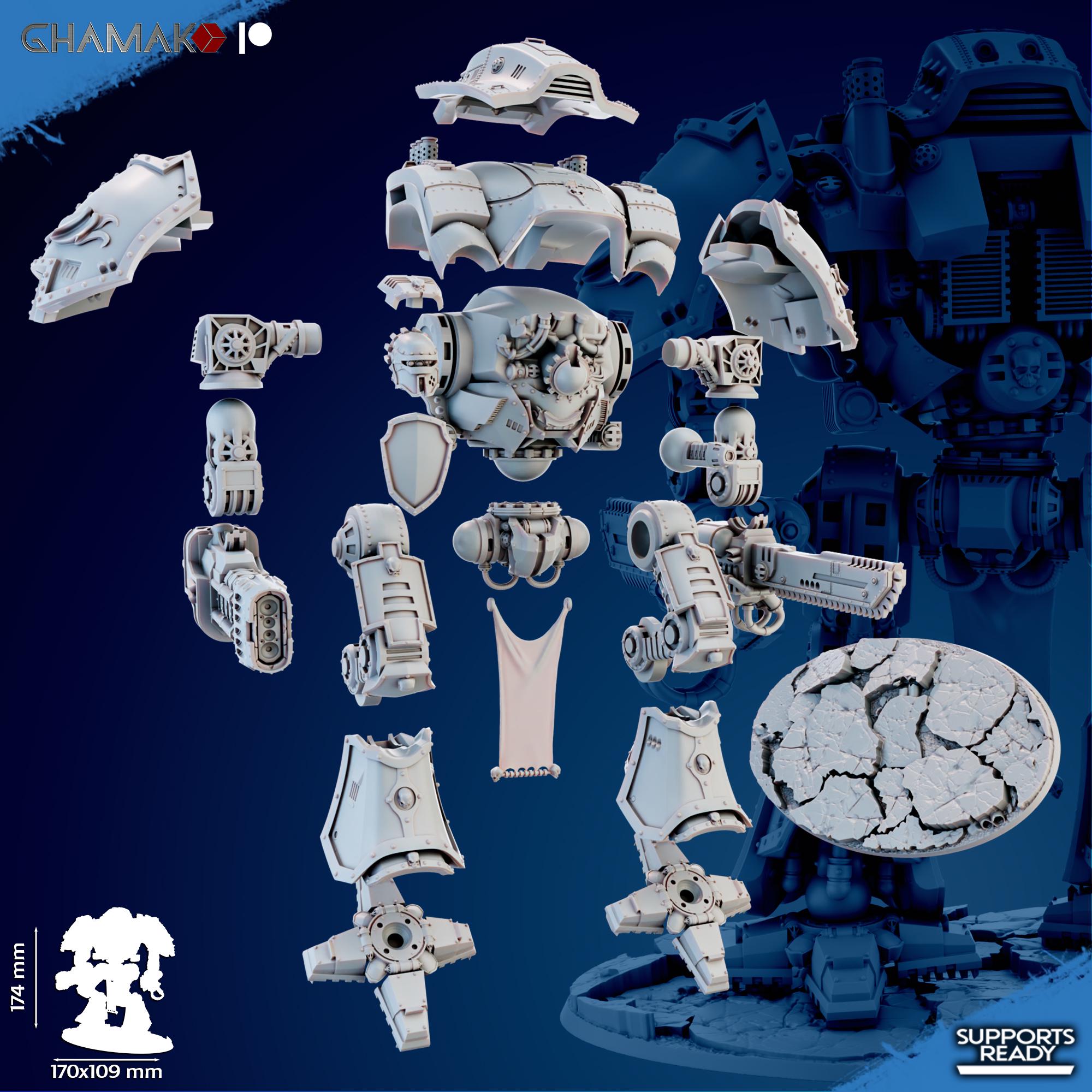 Paladinum Belli | Ghamak | 3d Printed Tabletop Wargames Proxy Model for Grimdark Future Titan Lords Knights Paladins