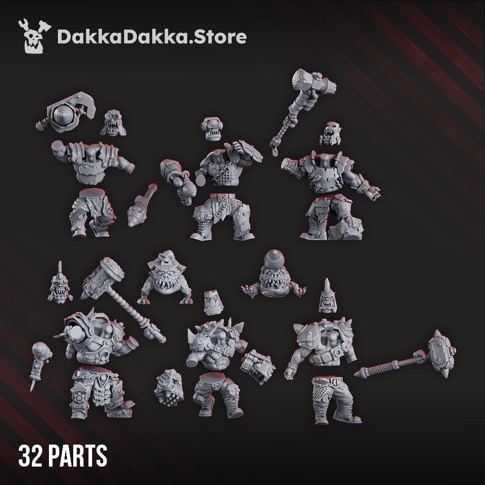 Head Crackaz Mob | DakkaDakka | 3d Printed Tabletop Wargames Proxy Model for Grimdark Future Firefight Orc Marauders