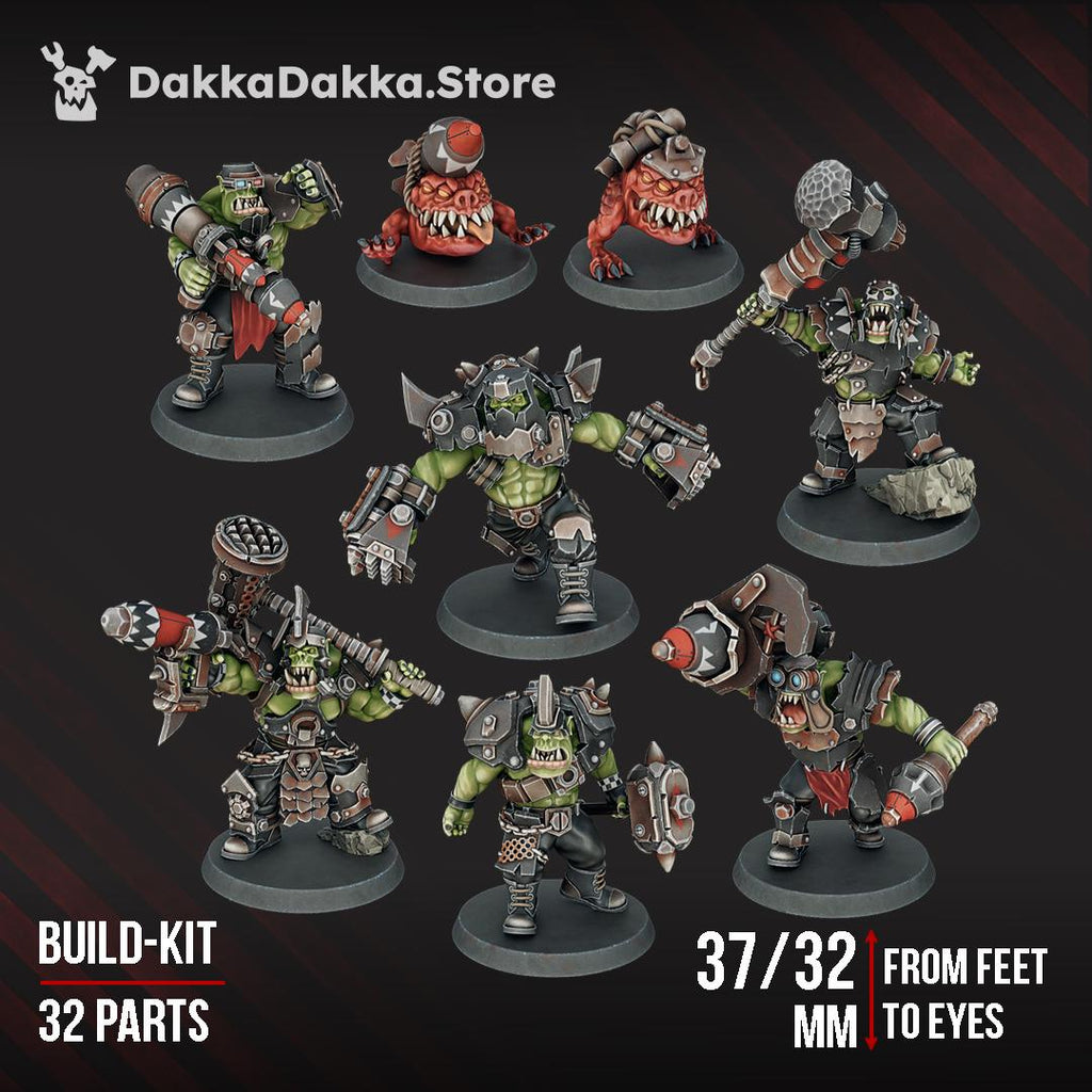 Head Crackaz Mob | DakkaDakka | 3d Printed Tabletop Wargames Proxy Model for Grimdark Future Firefight Orc Marauders