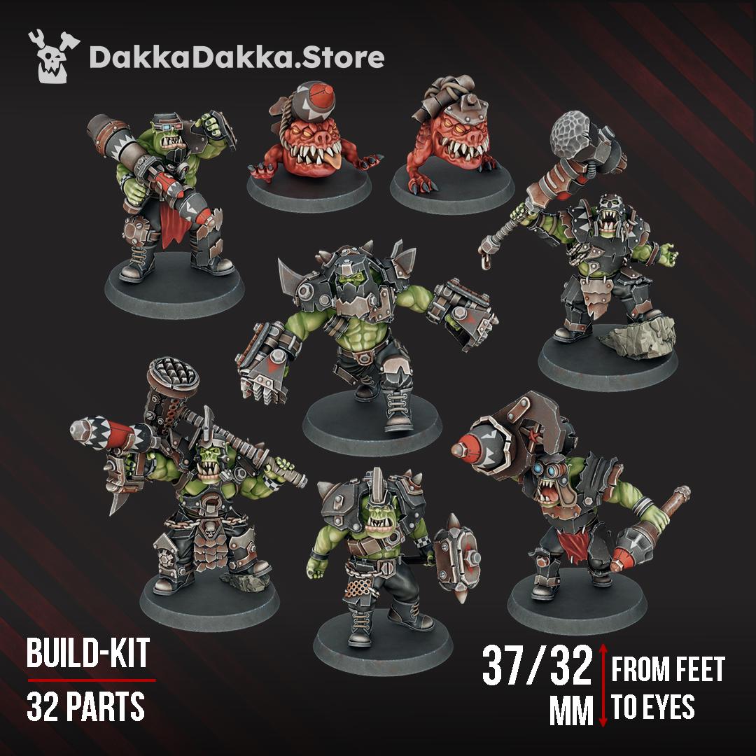 Head Crackaz Mob | DakkaDakka | 3d Printed Tabletop Wargames Proxy Model for Grimdark Future Firefight Orc Marauders