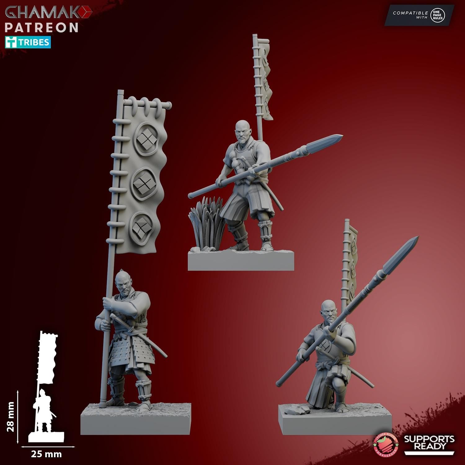 Ashigaru Oda Yari | Ghamak | 3d Printed Fantasy Miniatures for Tabletop Wargames