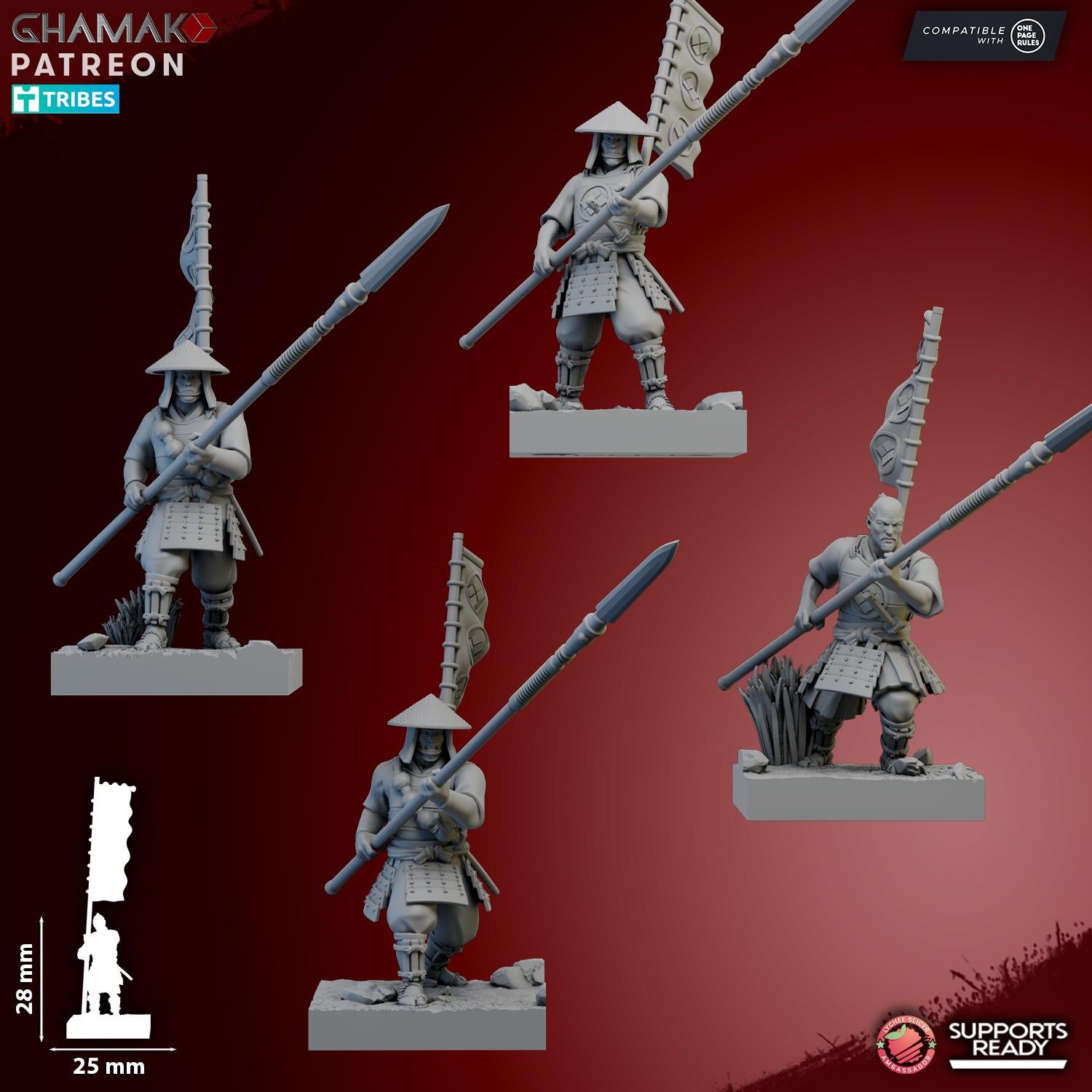 Ashigaru Oda Yari | Ghamak | 3d Printed Fantasy Miniatures for Tabletop Wargames