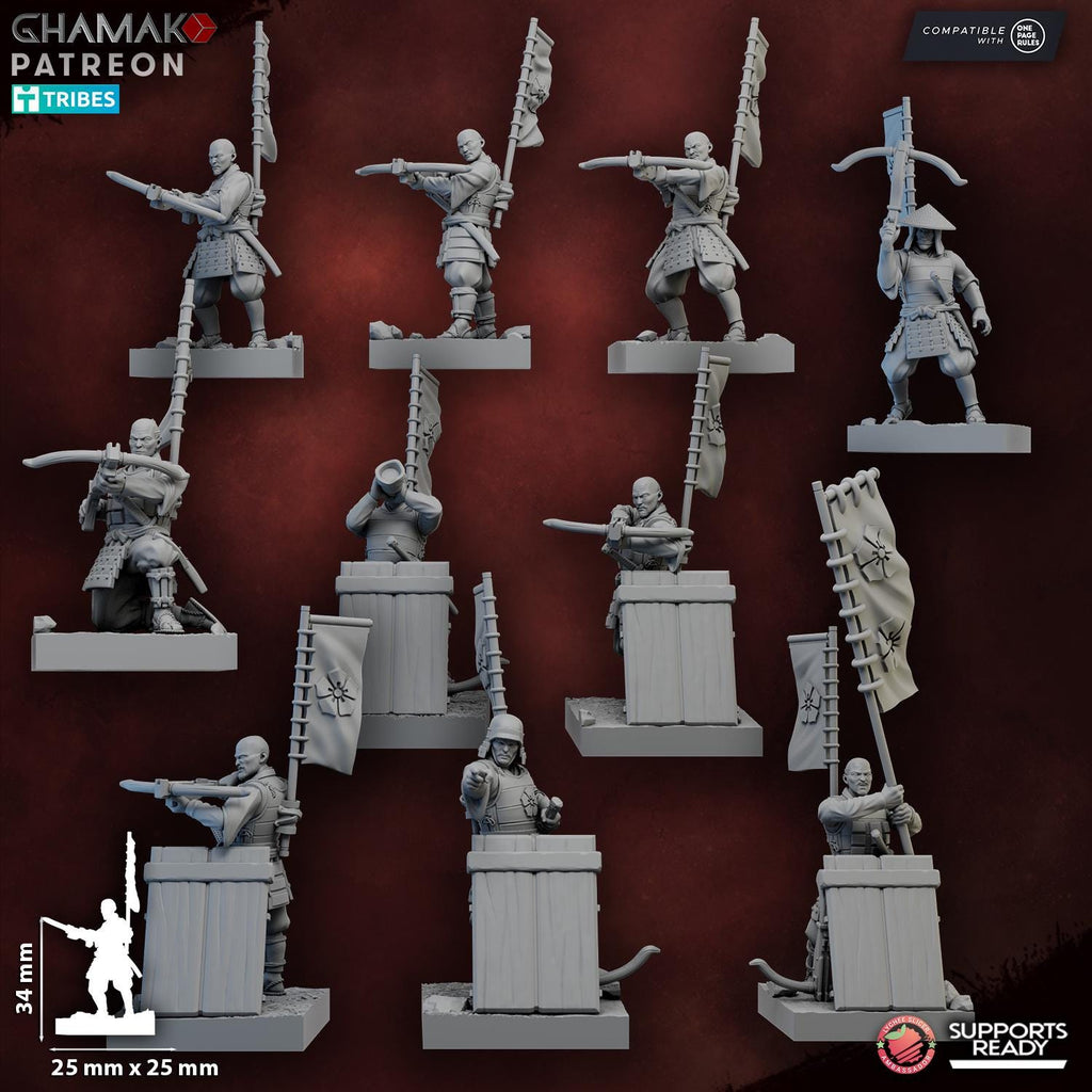 Crossbow Ashigaru | Ghamak | 3d Printed Fantasy Miniatures for Tabletop Wargames