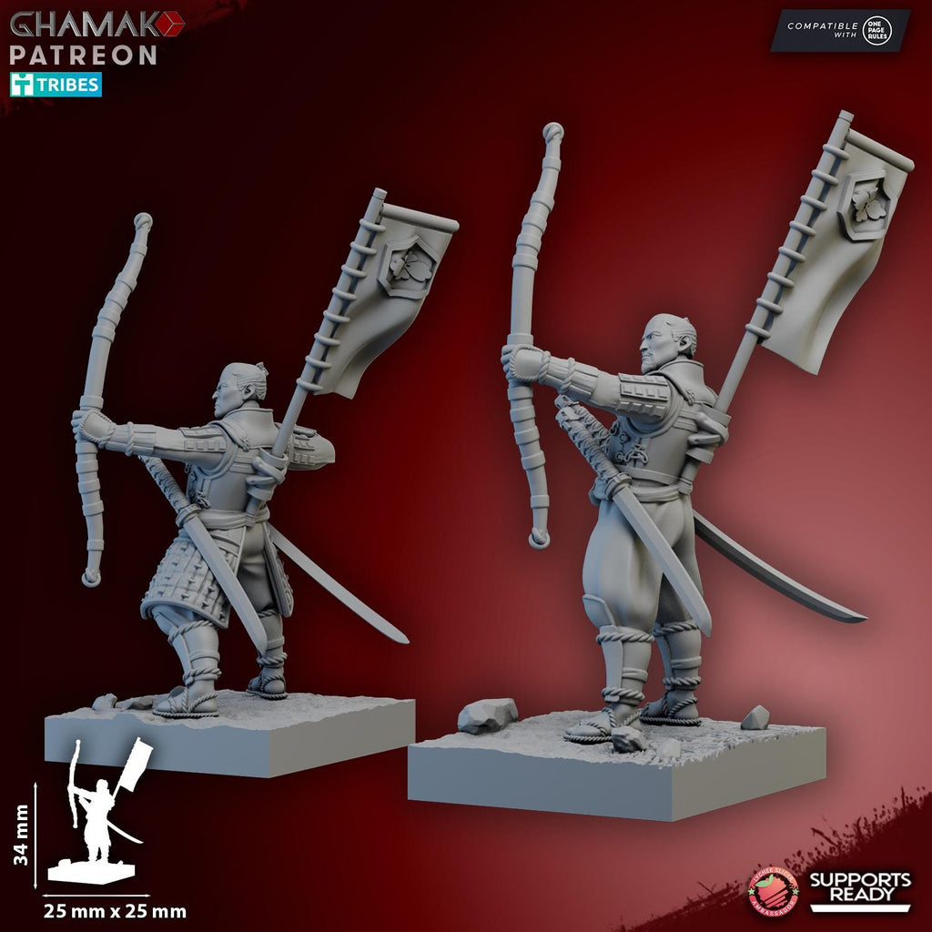 Samurai Yumi & Musket | Ghamak | 3d Printed Fantasy Miniatures for Tabletop Wargames