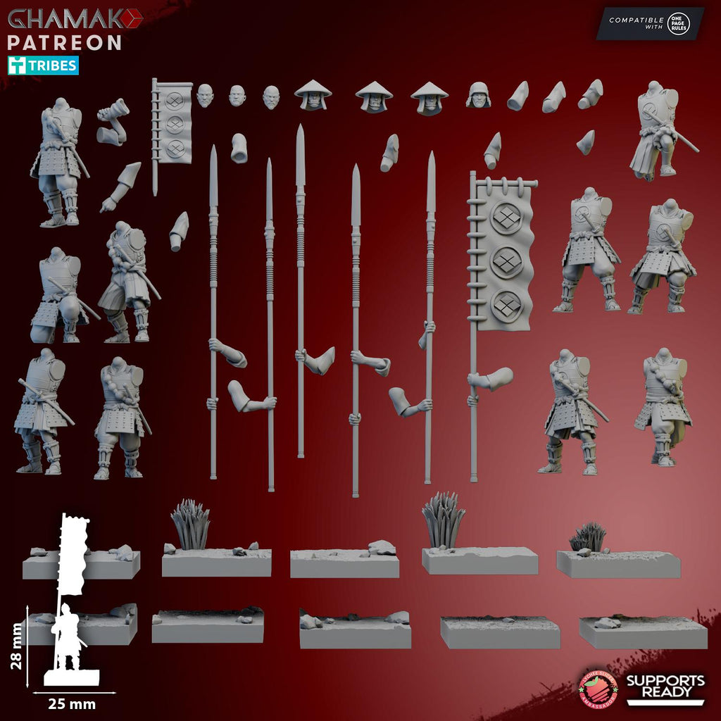 Ashigaru Oda Yari | Ghamak | 3d Printed Fantasy Miniatures for Tabletop Wargames