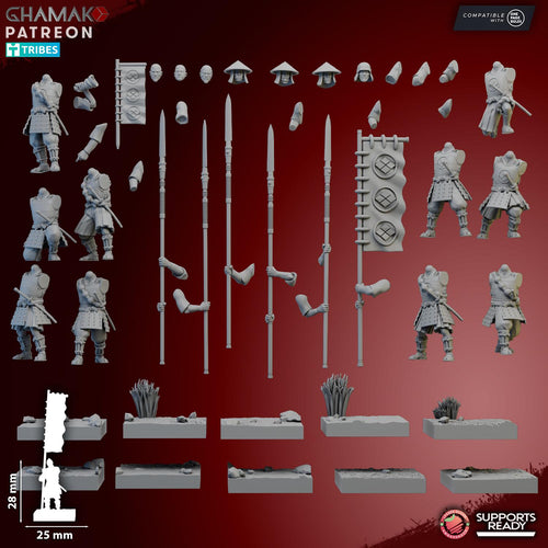 Ashigaru Oda Yari | Ghamak | 3d Printed Fantasy Miniatures for Tabletop Wargames