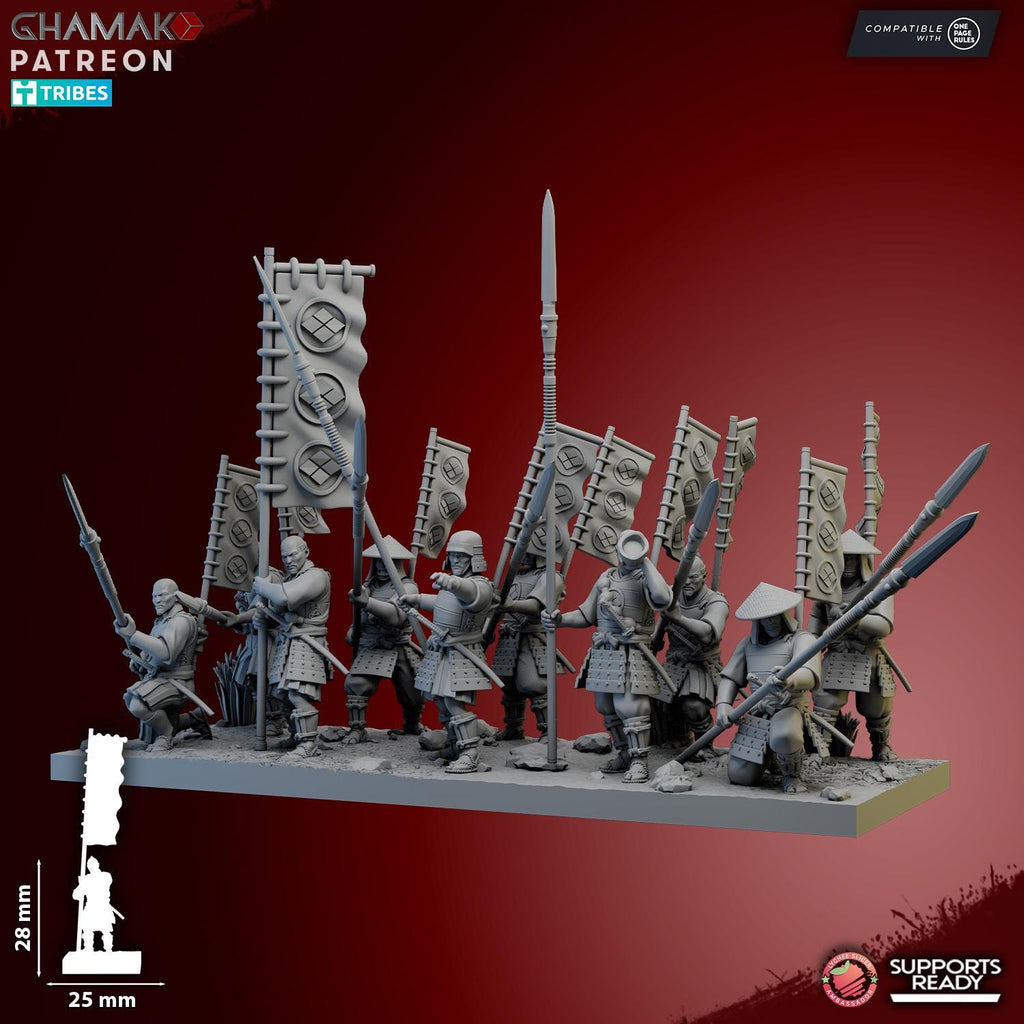 Ashigaru Oda Yari | Ghamak | 3d Printed Fantasy Miniatures for Tabletop Wargames