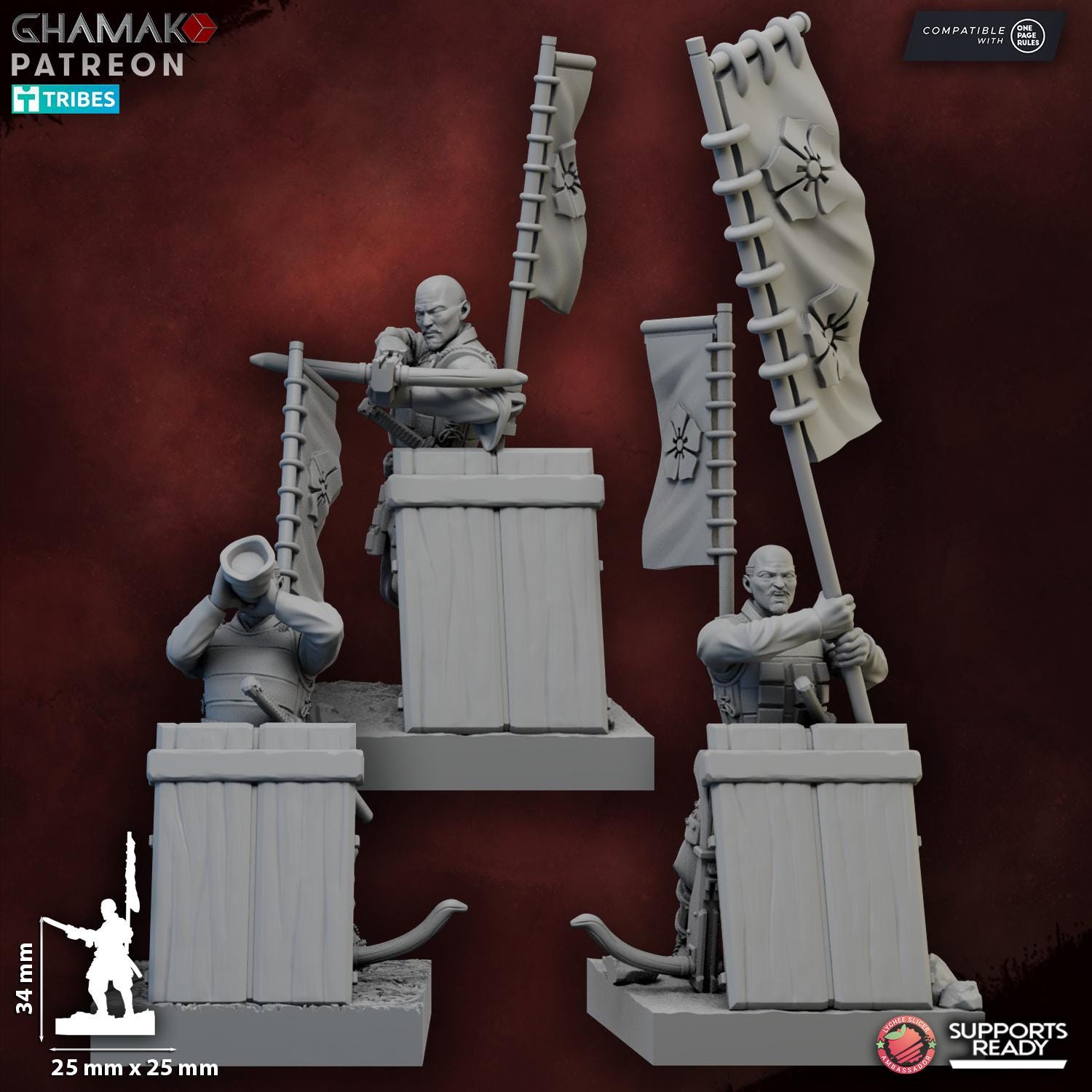 Crossbow Ashigaru | Ghamak | 3d Printed Fantasy Miniatures for Tabletop Wargames