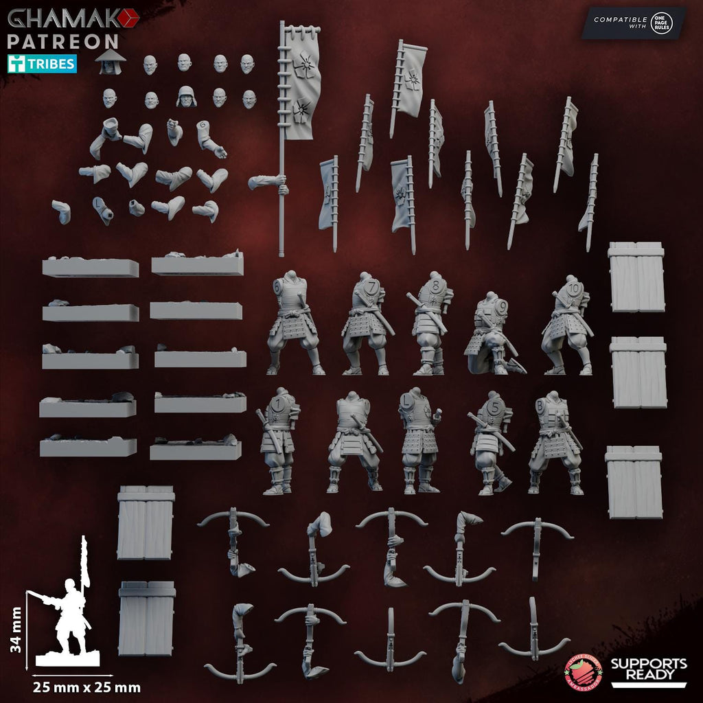 Crossbow Ashigaru | Ghamak | 3d Printed Fantasy Miniatures for Tabletop Wargames
