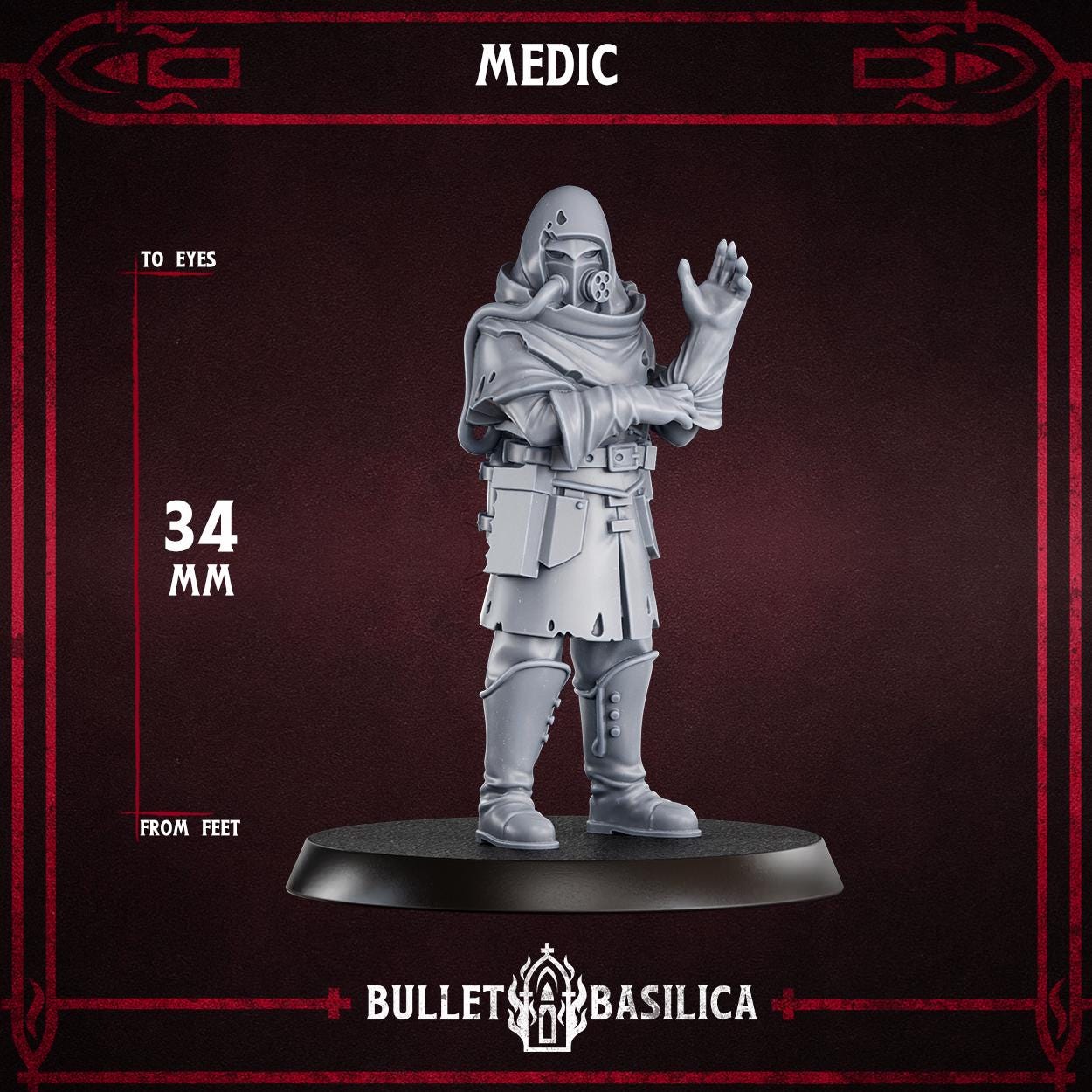 Medic, Crimson Hussars | Bullet Basilica | 3d Printed Tabletop Trench War Miniature