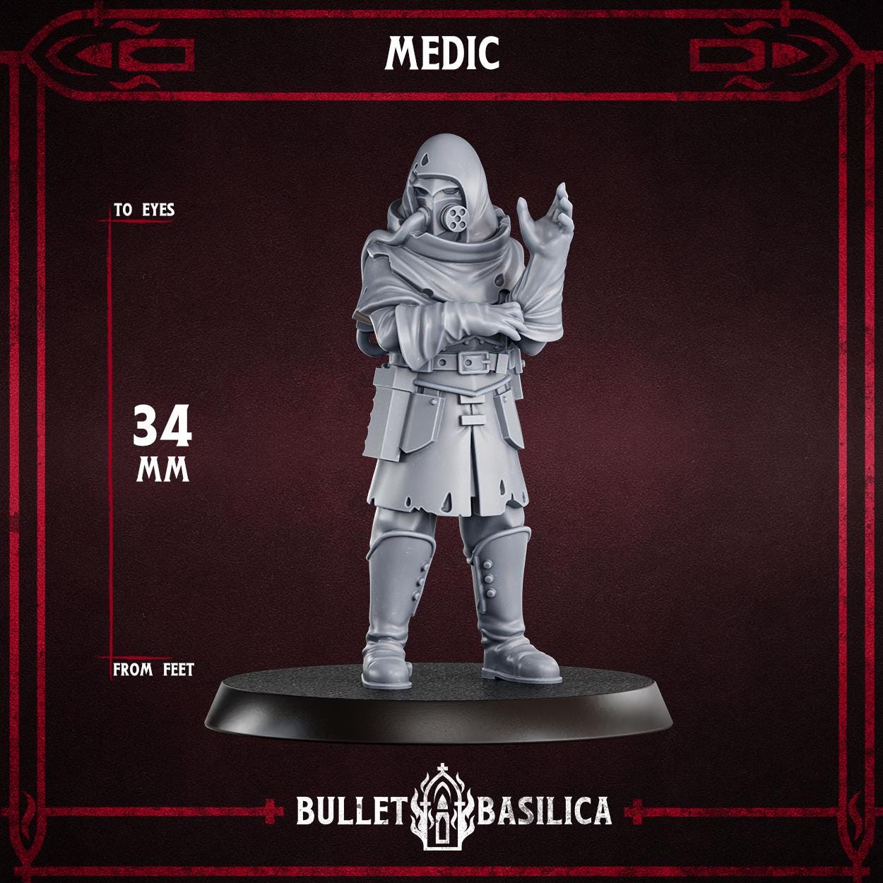 Medic, Crimson Hussars | Bullet Basilica | 3d Printed Tabletop Trench War Miniature