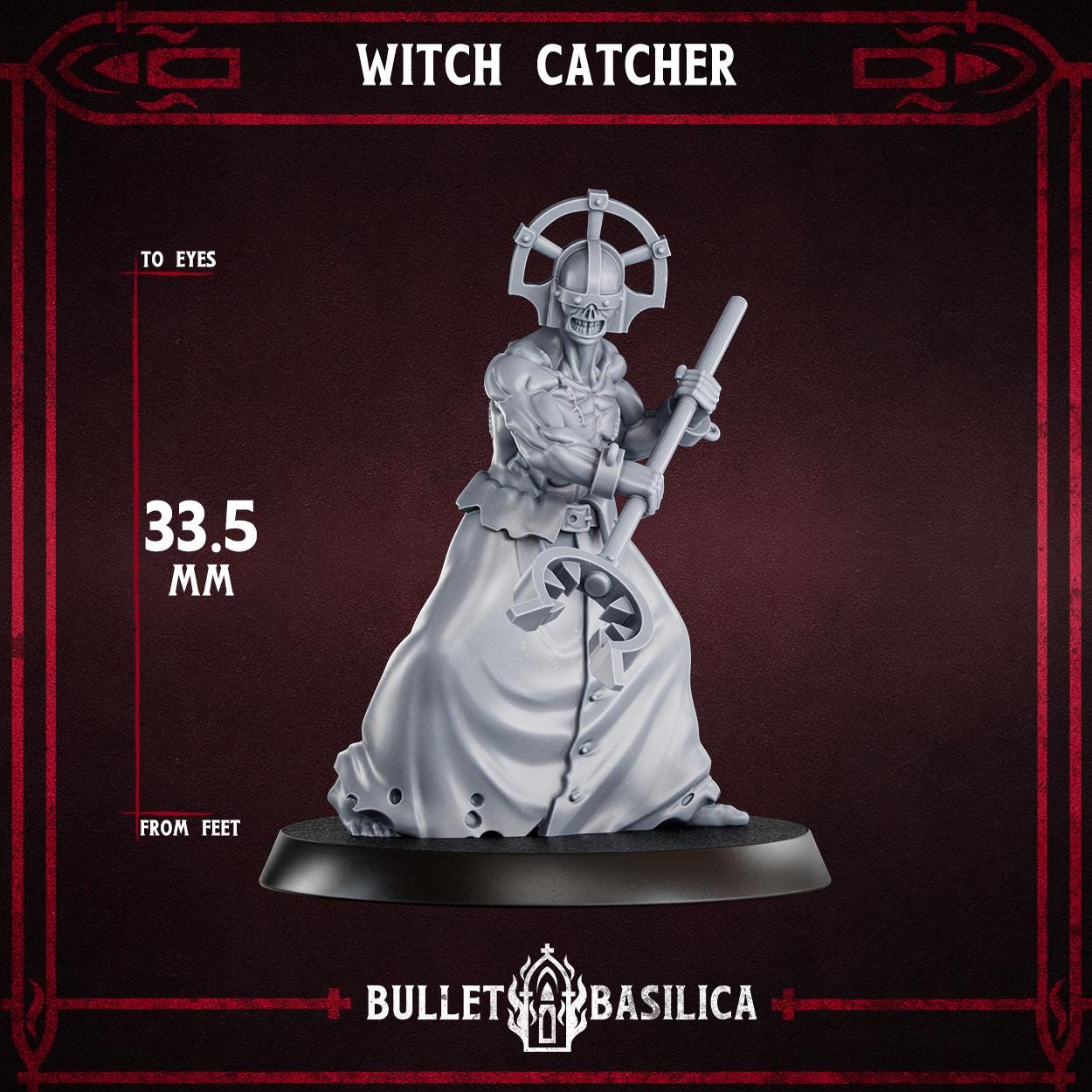 Witch Catcher, Crimson Hussars | Bullet Basilica | 3d Printed Tabletop Trench War Miniature