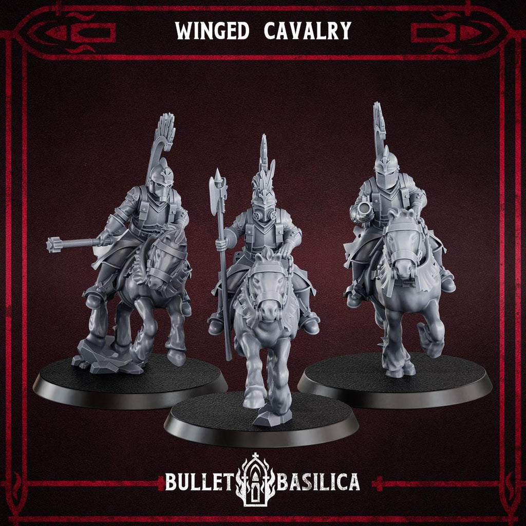 Winged Cavalry, Crimson Hussars | Bullet Basilica | 3d Printed Tabletop Trench War Miniature
