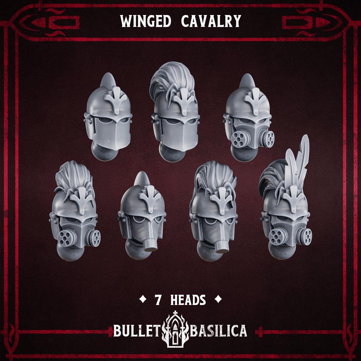 Winged Cavalry, Crimson Hussars | Bullet Basilica | 3d Printed Tabletop Trench War Miniature