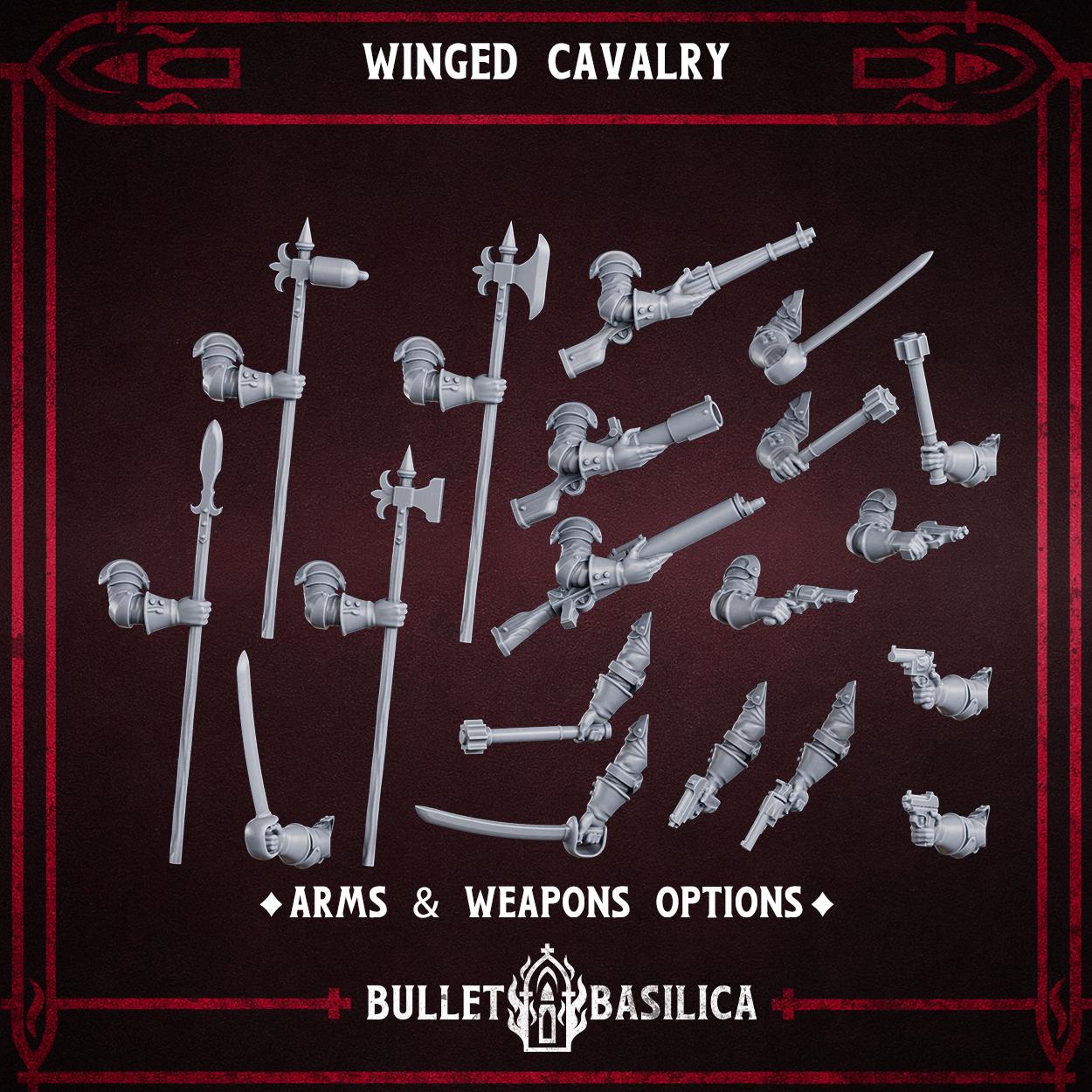 Winged Cavalry, Crimson Hussars | Bullet Basilica | 3d Printed Tabletop Trench War Miniature