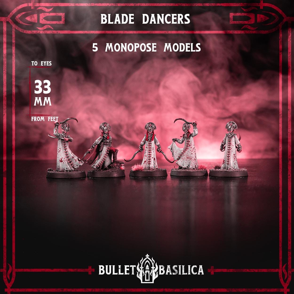 Blade Dancers, Crimson Hussars | Bullet Basilica | 3d Printed Tabletop Trench War Miniature