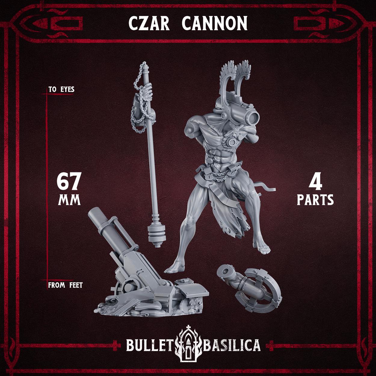 Czar Cannon, Crimson Hussars | Bullet Basilica | 3d Printed Tabletop Trench War Miniature