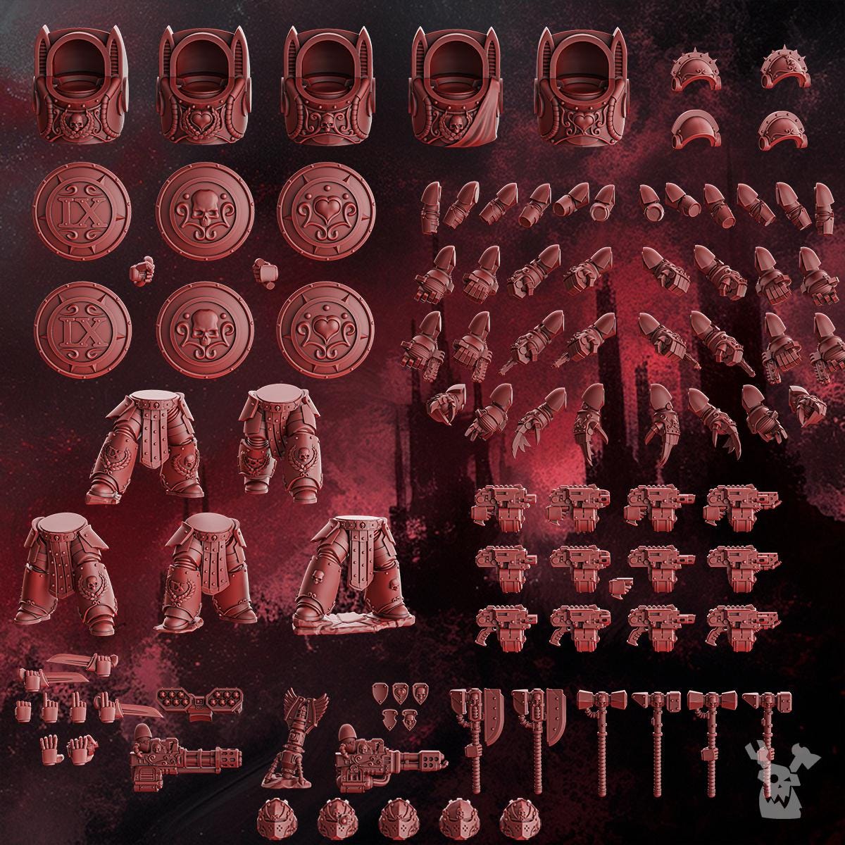 Crimson Wings Destroyers Squad Build Kit by DakkaDakka | 3d Printed Tabletop Wargames Miniature