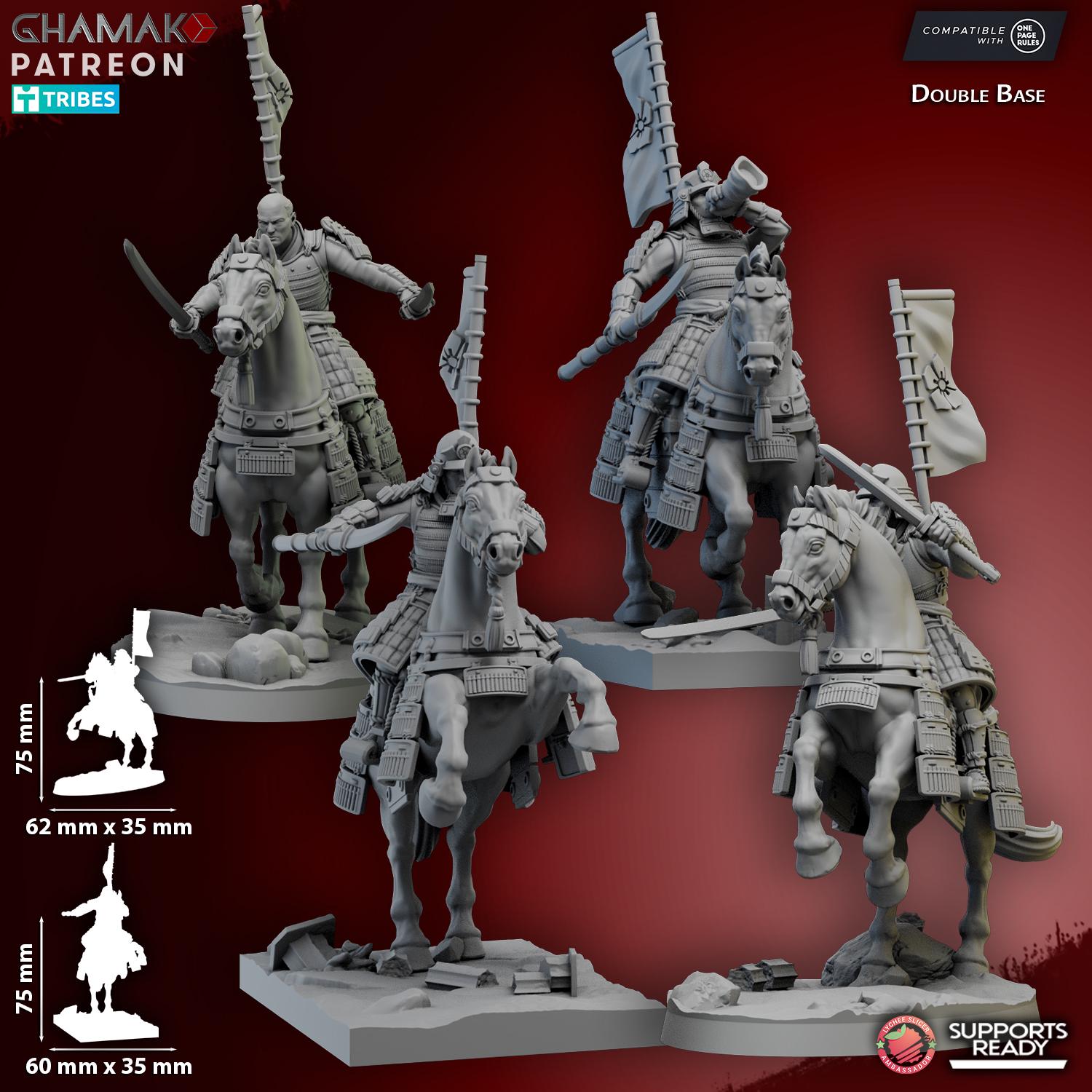 Mounted Samurai Katana & Naginata | Ghamak | 3d Printed Tabletop Wargames Miniatures