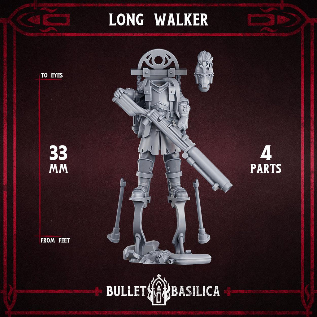 Long Walker, Crimson Hussars | Bullet Basilica | 3d Printed Tabletop Trench War Miniature