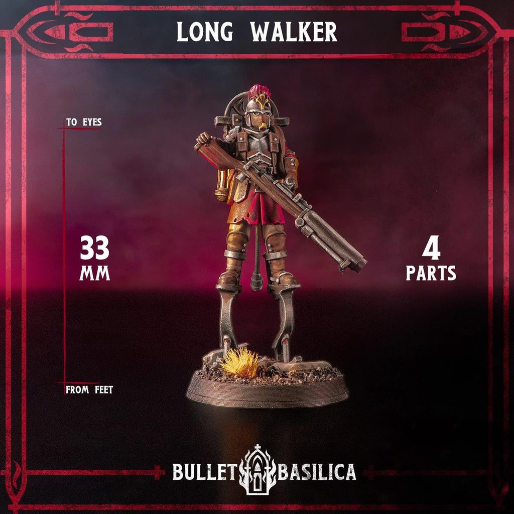 Long Walker, Crimson Hussars | Bullet Basilica | 3d Printed Tabletop Trench War Miniature
