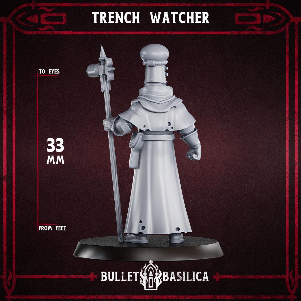 Trench Watcher, Crimson Hussars | Bullet Basilica | 3d Printed Tabletop Trench War Miniature