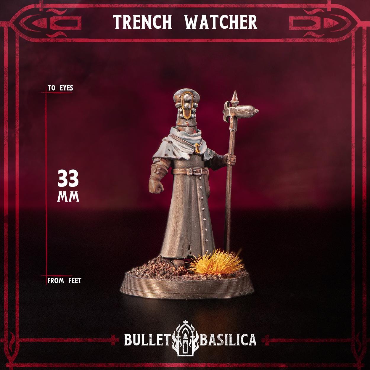 Trench Watcher, Crimson Hussars | Bullet Basilica | 3d Printed Tabletop Trench War Miniature
