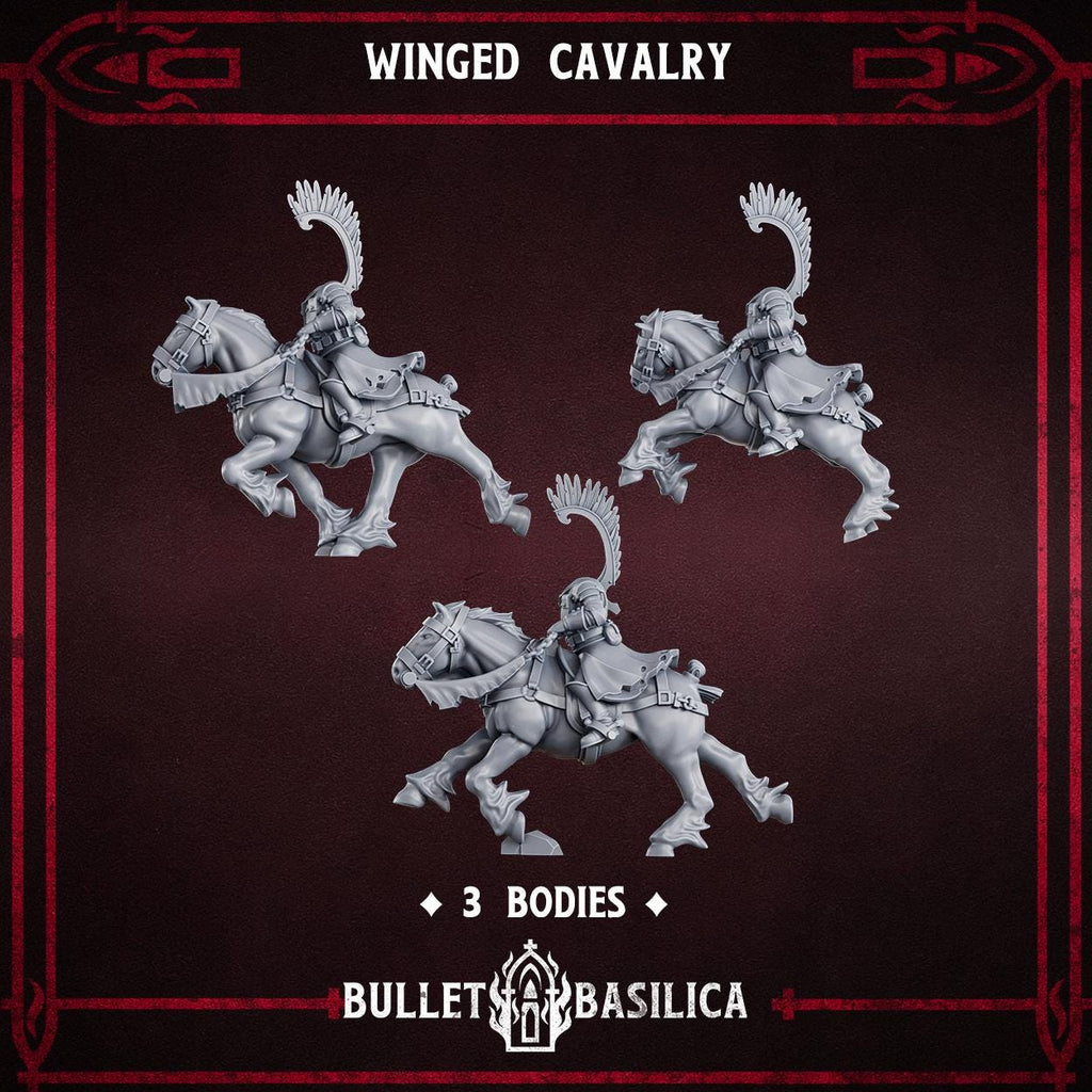 Winged Cavalry, Crimson Hussars | Bullet Basilica | 3d Printed Tabletop Trench War Miniature