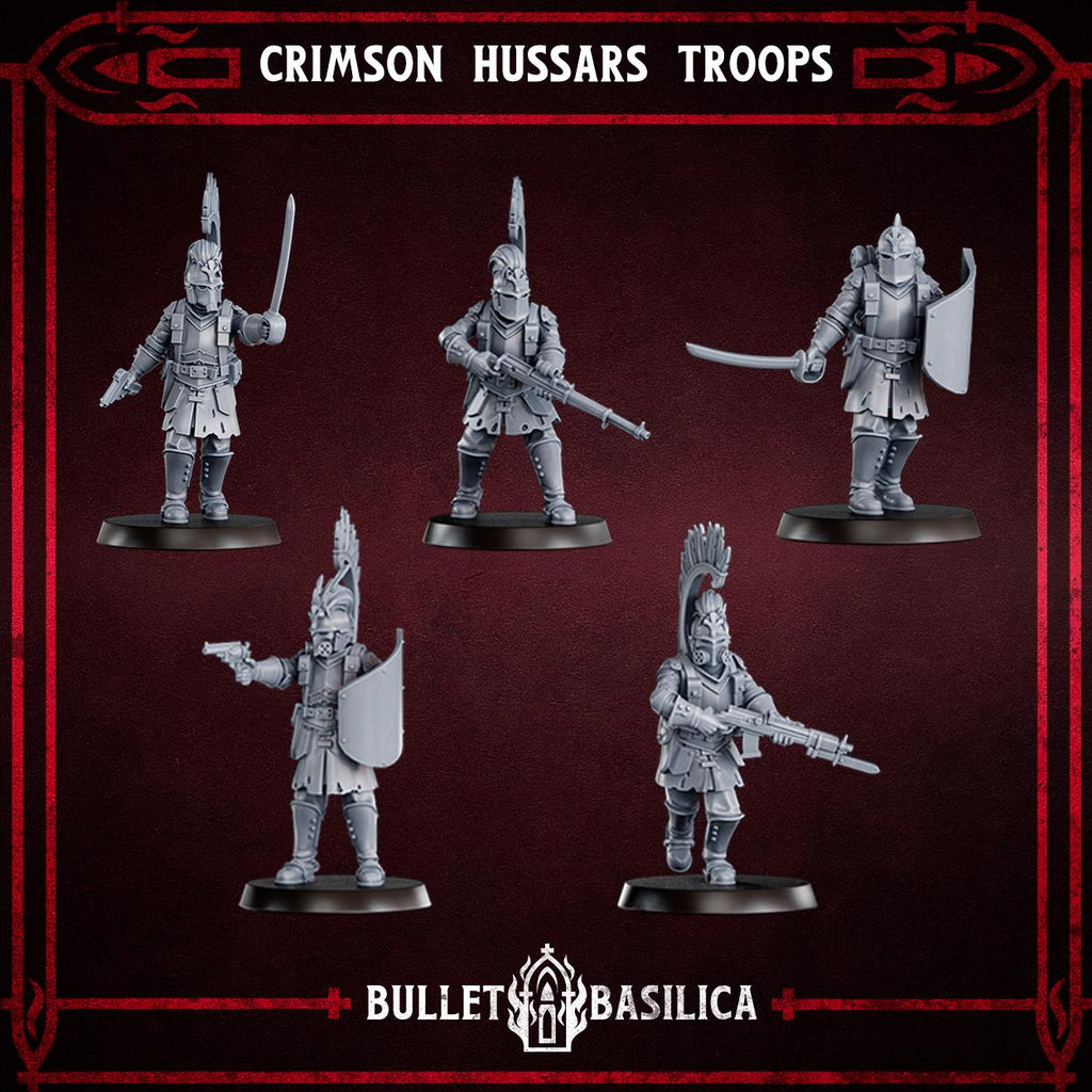 Crimson Hussars Troops | Bullet Basilica | 3d Printed Tabletop Trench War Miniatures