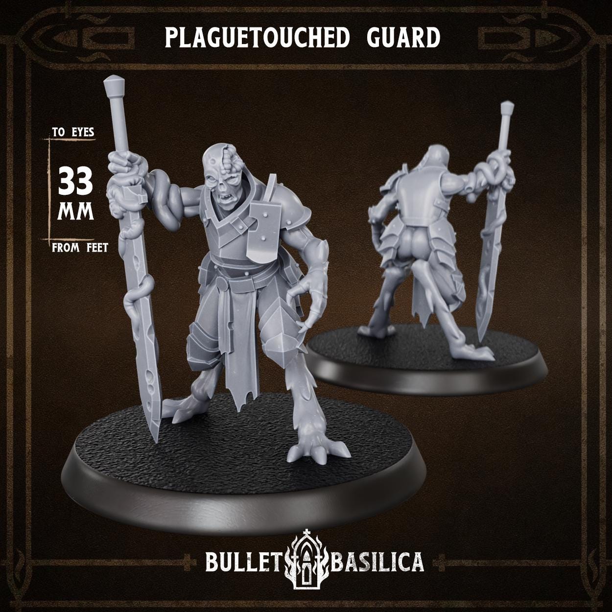 Plaguetouched Guard | Bullet Basilica | 3d Printed Tabletop Trench War Miniature