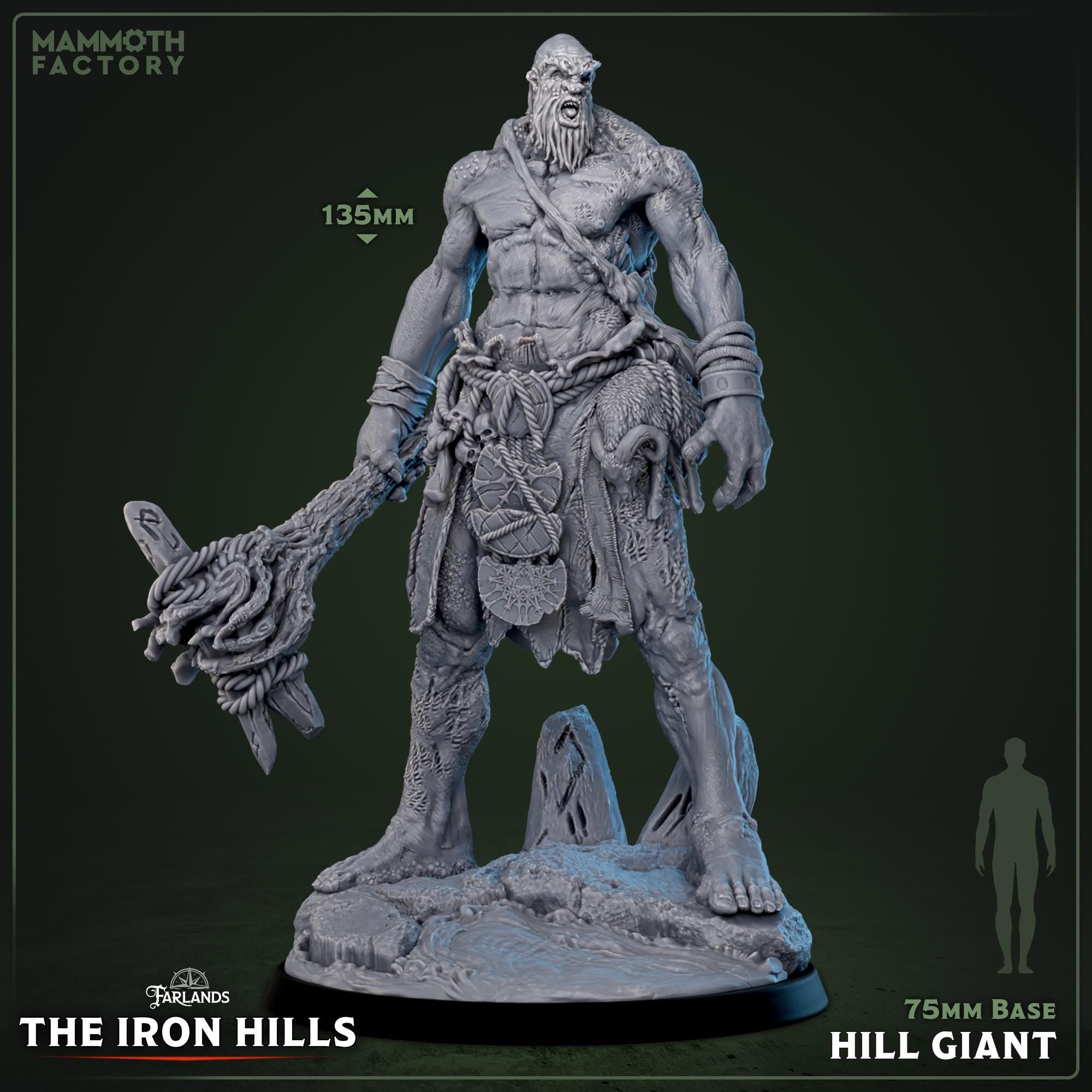 Hill Giant | Mammoth Factory | 3d Printed TTRPG Miniature
