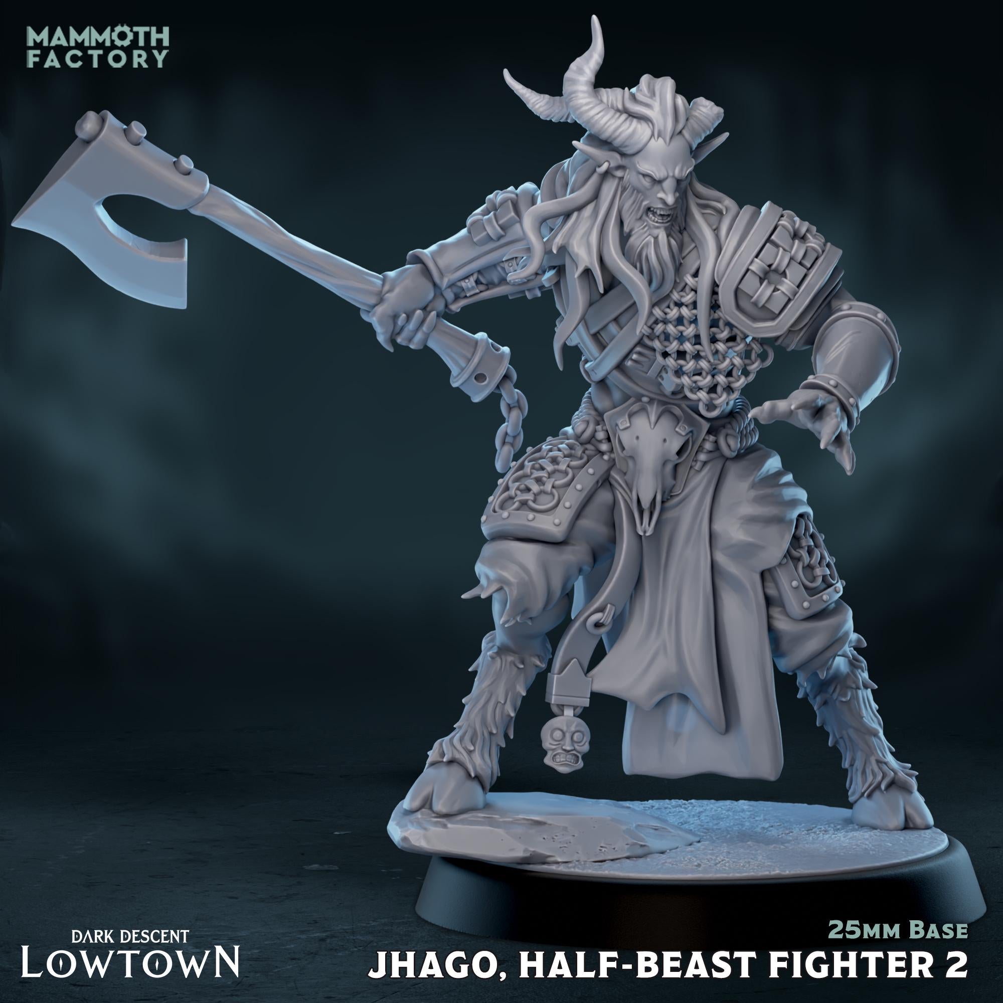 Jhago Half-Beast Fighter | Mammoth Factory | 3d Printed TTRPG Miniature