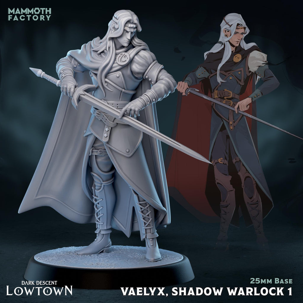 Vaelyx Shadow Warlock | Mammoth Factory | 3d Printed TTRPG Miniature