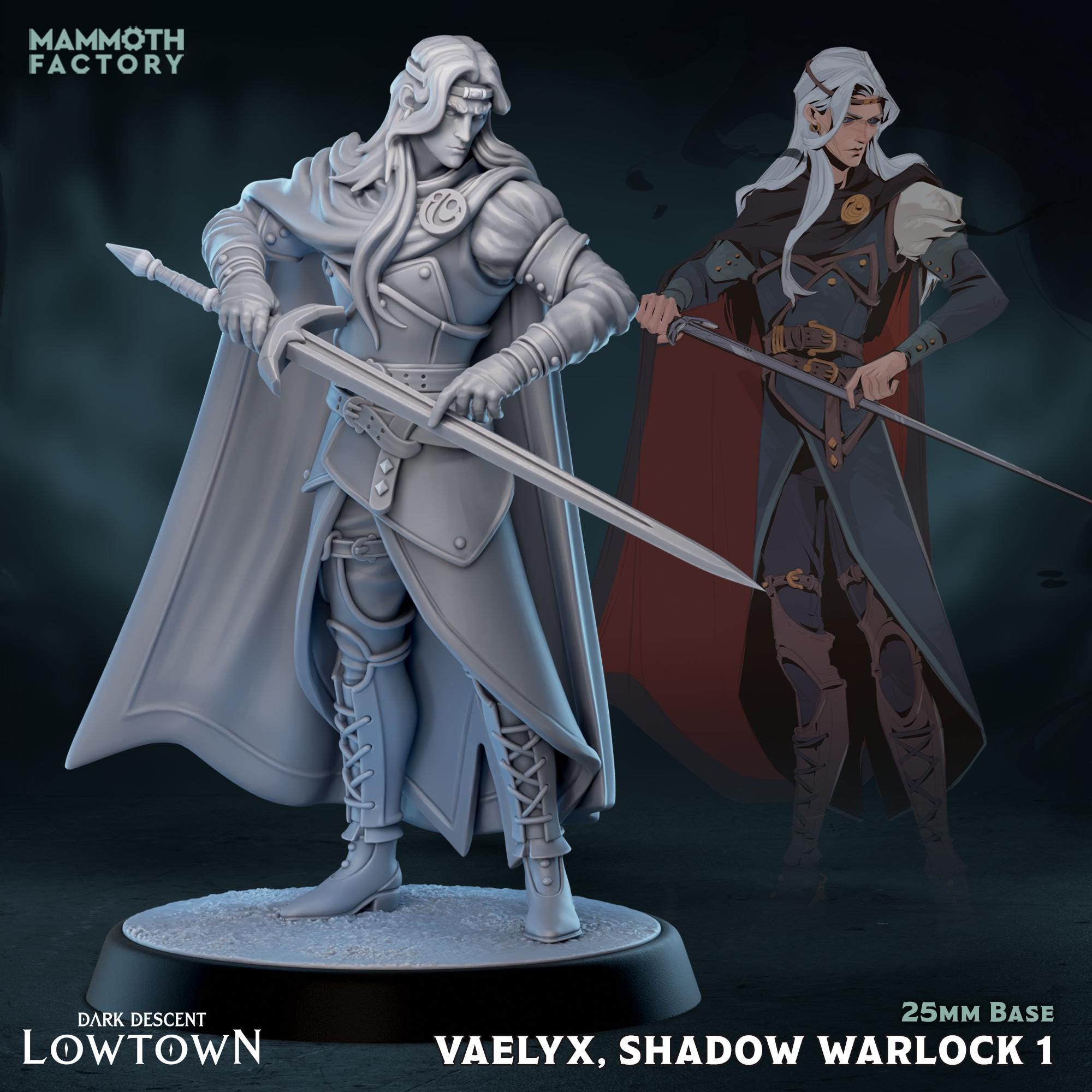 Vaelyx Shadow Warlock | Mammoth Factory | 3d Printed TTRPG Miniature