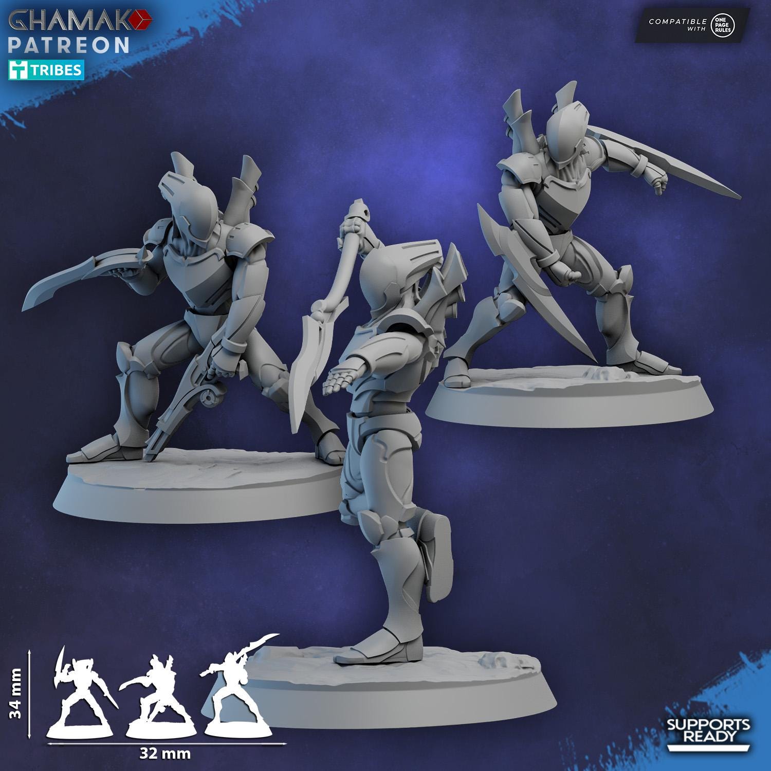 Shyr-Kathen (Whirlwind Blades) | Ghamak | 3d Printed Tabletop Wargame Miniatures