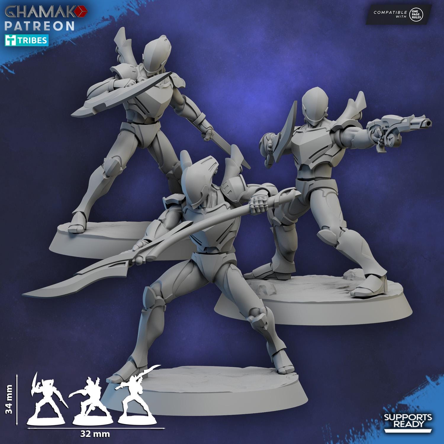 Shyr-Kathen (Whirlwind Blades) | Ghamak | 3d Printed Tabletop Wargame Miniatures