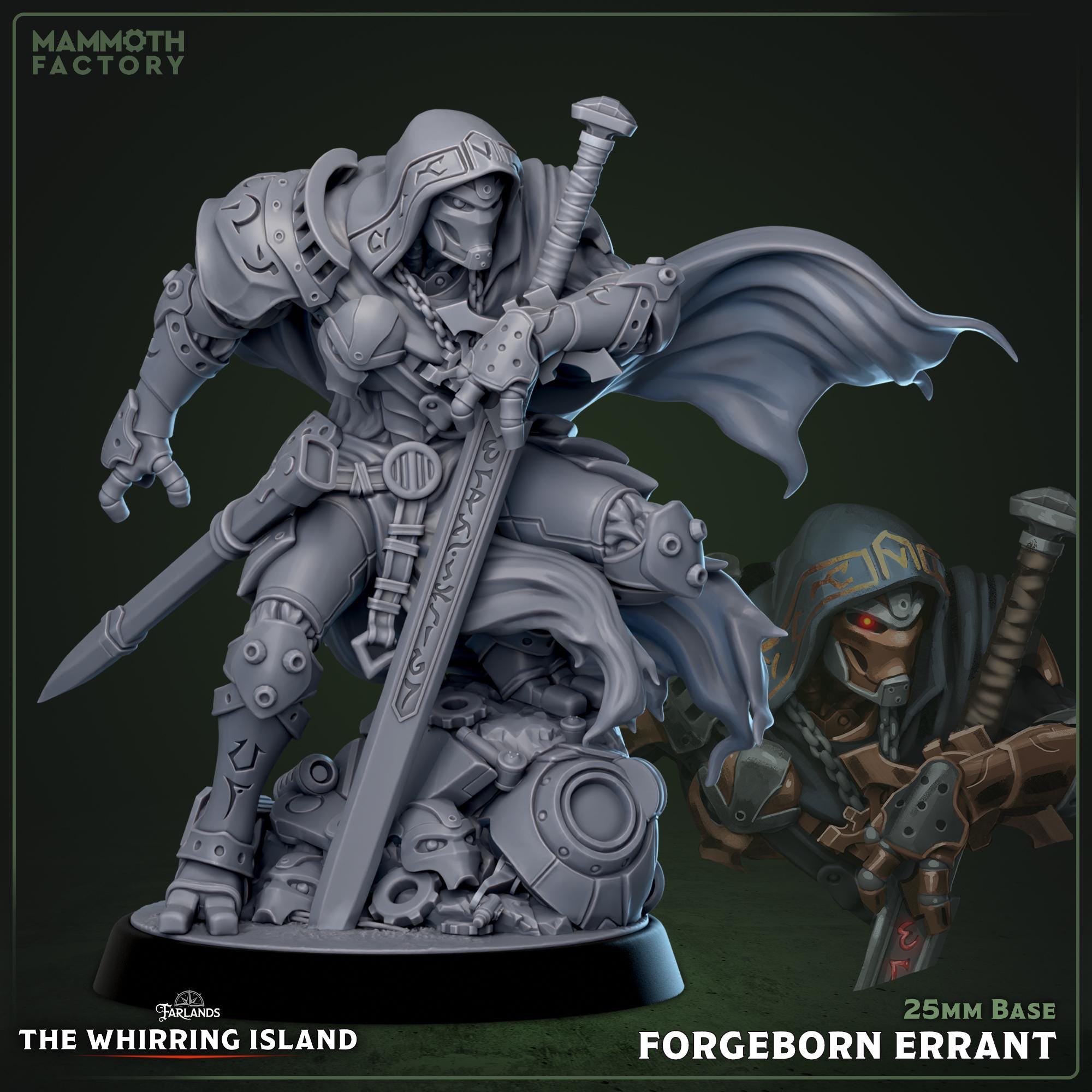 Forgeborn Errant | Mammoth Factory | 3d Printed TTRPG Miniature
