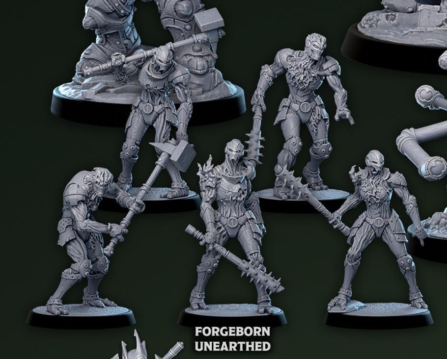 Unearthed Forgeborns | Mammoth Factory | 3d Printed TTRPG Miniature