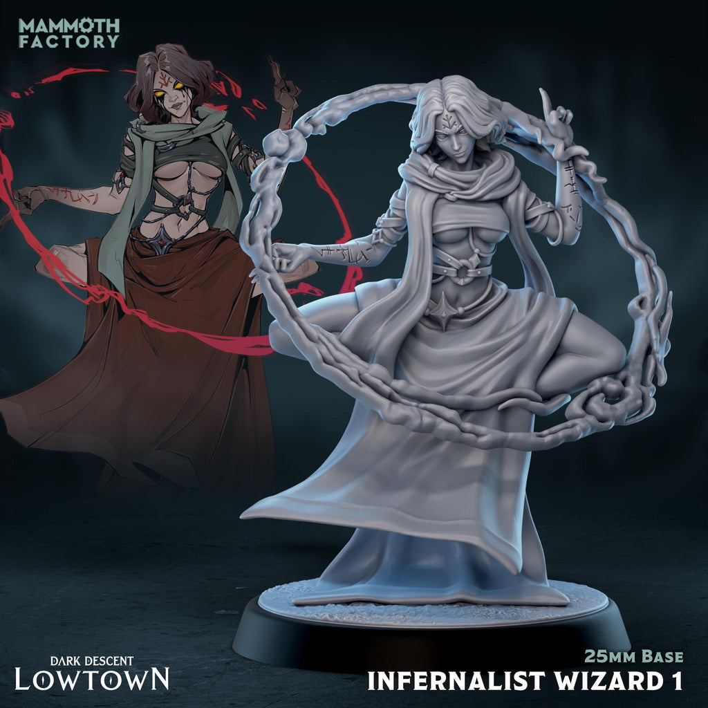 Lucita Vinaro Infernalist Wizard | Mammoth Factory | 3d Printed TTRPG Miniature