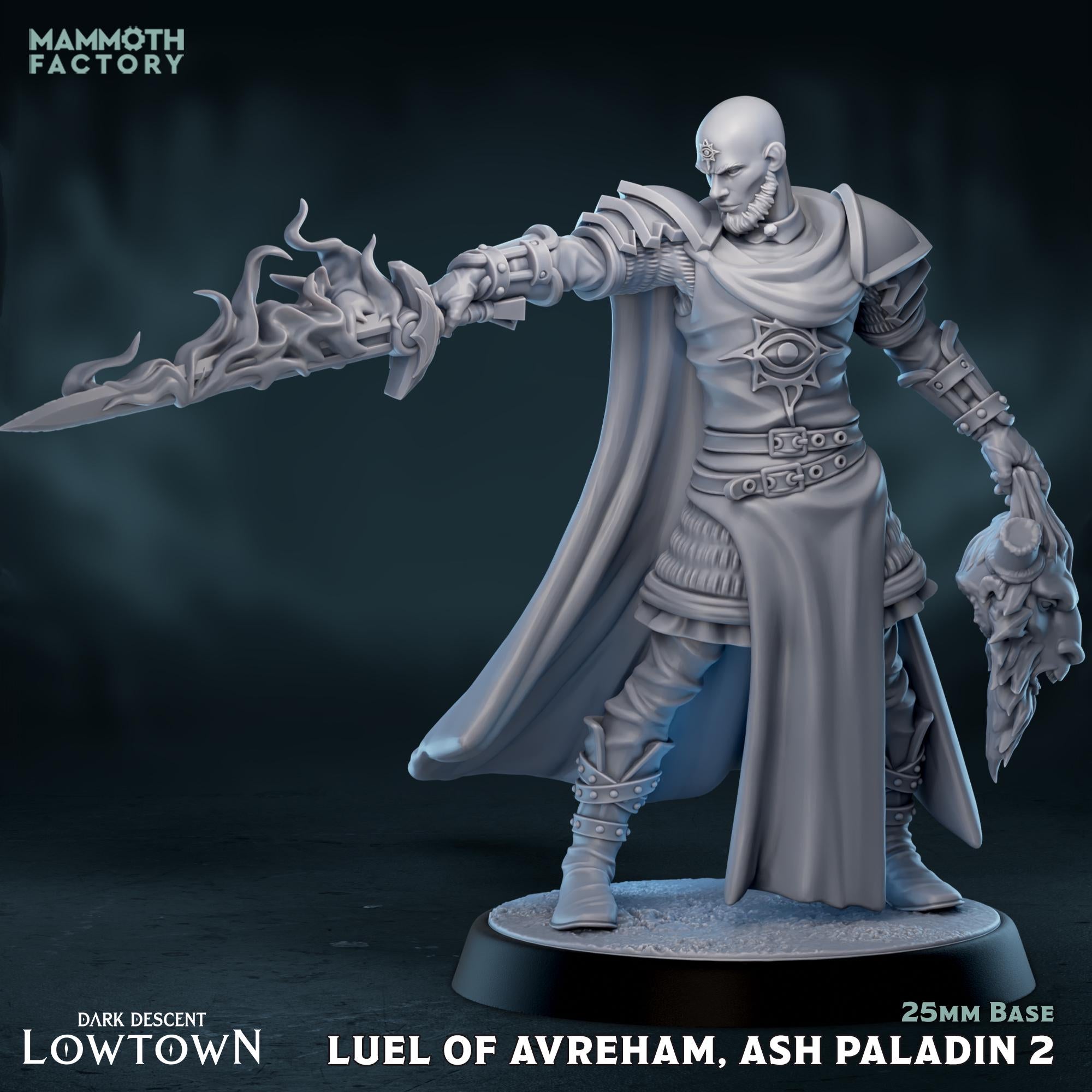 Luel of-Avreham Ash Paladin | Mammoth Factory | 3d Printed TTRPG Miniature
