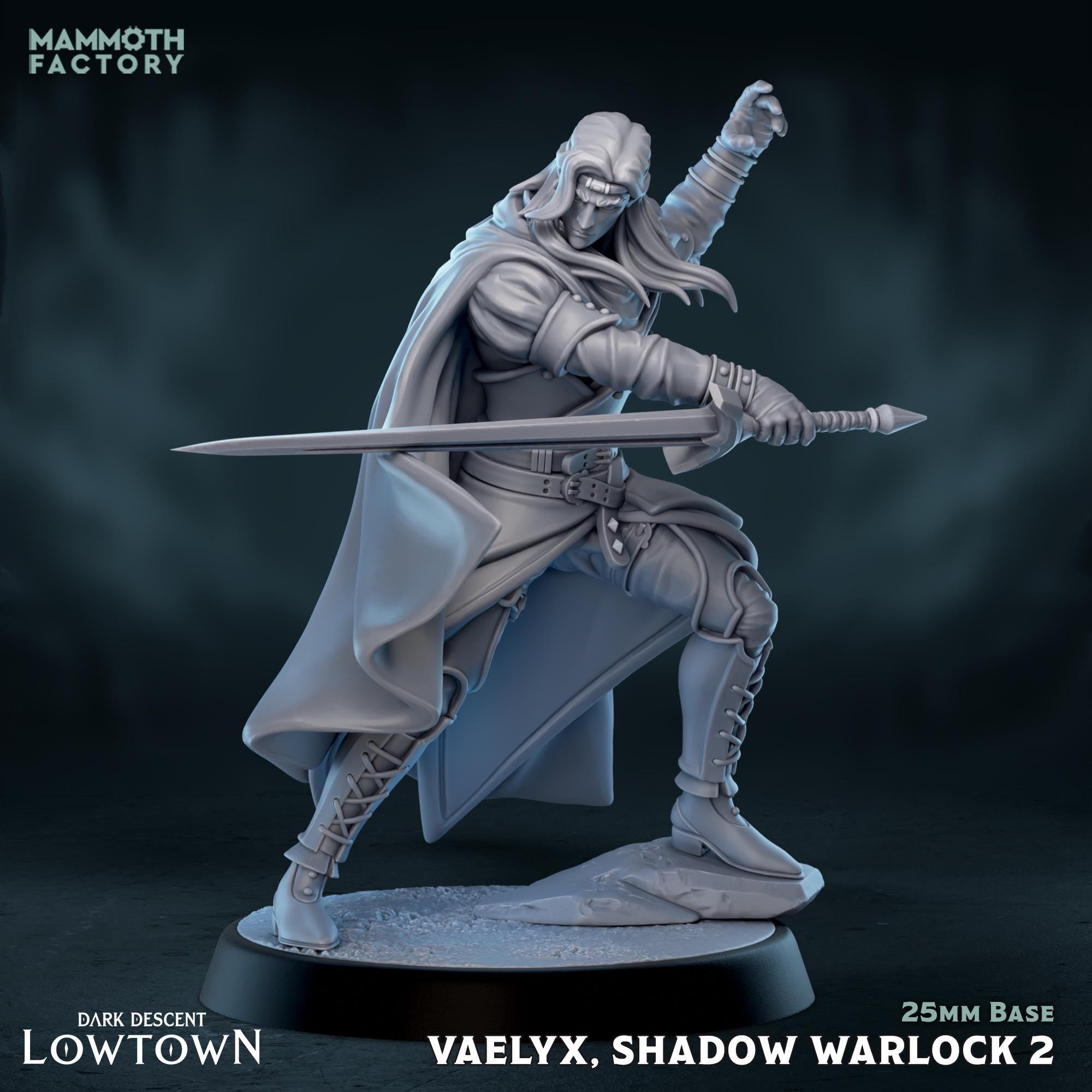 Vaelyx Shadow Warlock | Mammoth Factory | 3d Printed TTRPG Miniature