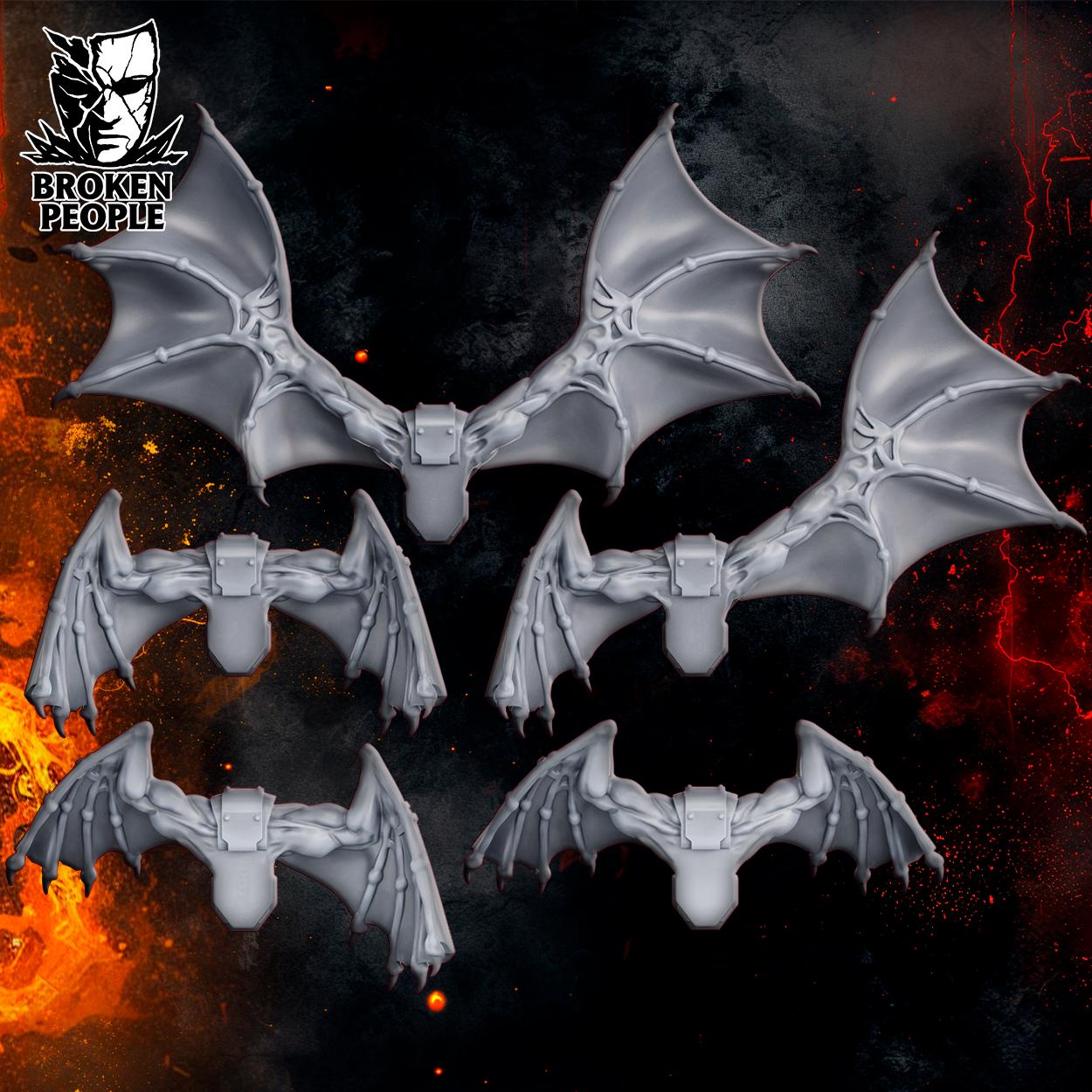 Demon Wings Backpack Set | Broken People | 3d Printed Tabletop Wargames Miniatures