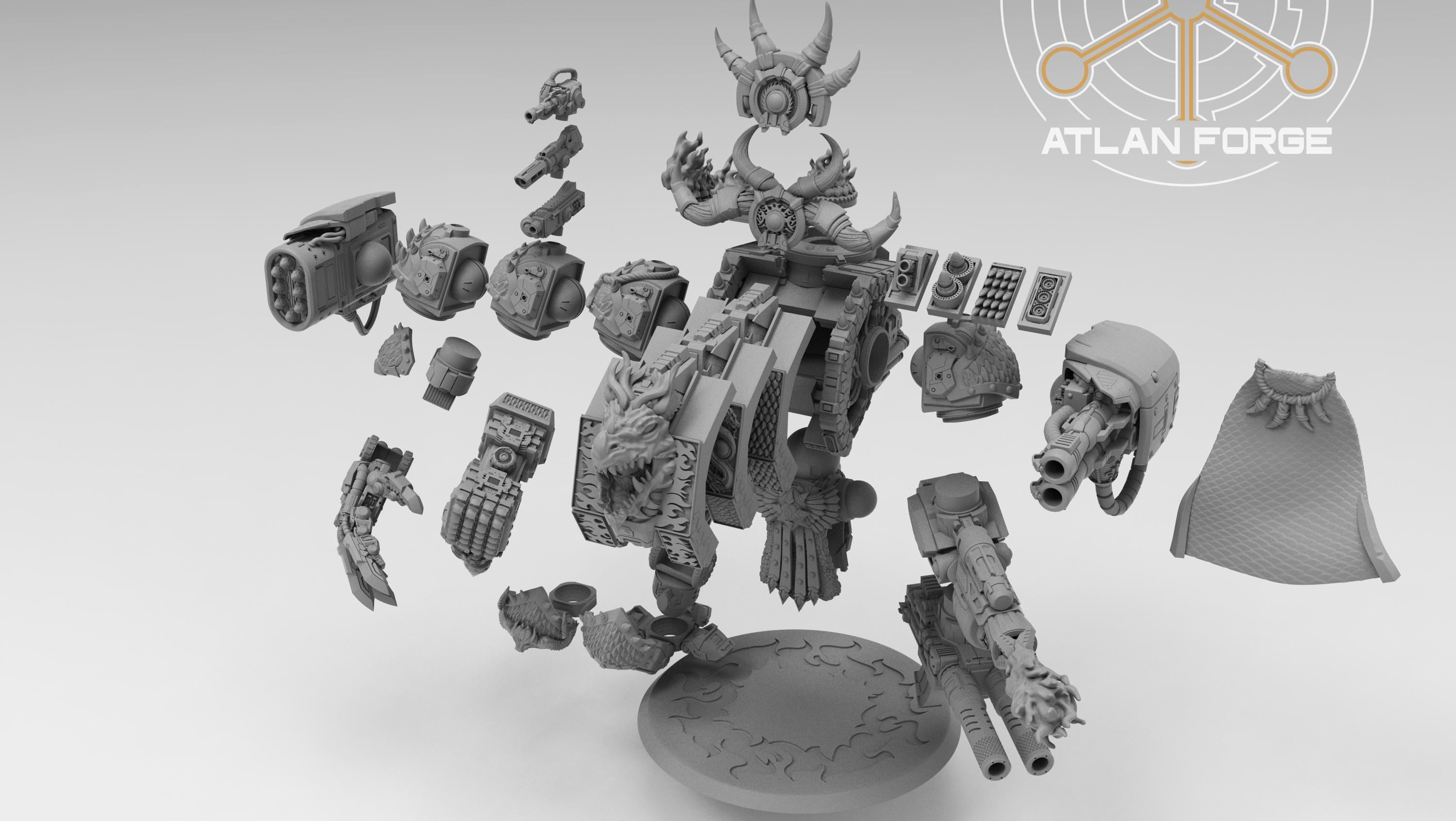 Dragon Dreadnought | Atlan Forge | 3d Printed Tabletop Wargames Model 60mm 90mm