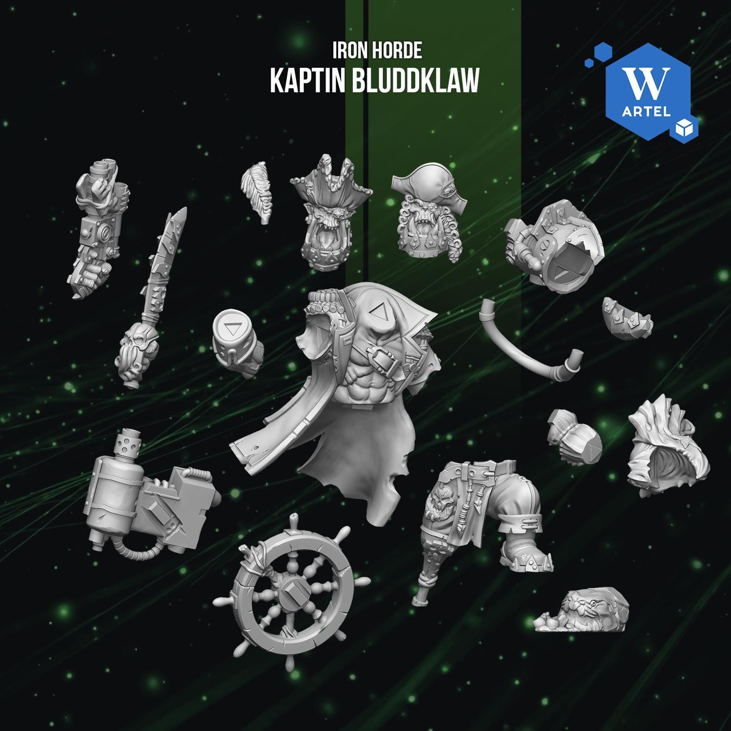 Kaptin Bluddklaw | Artel W | 3d Printed Tabletop Wargames Proxy Model